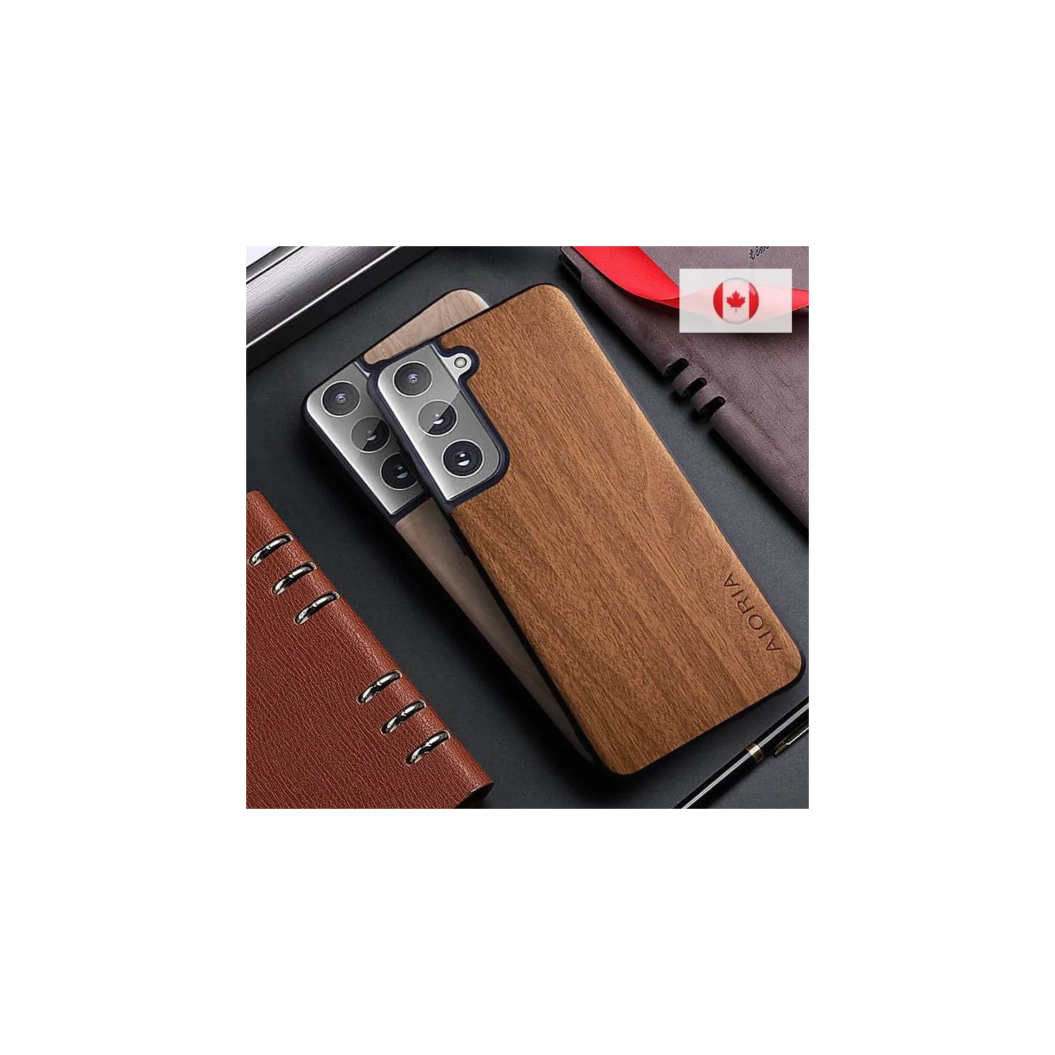 Housse arrière en cuir à motif de bois de bambou pour Galaxy S21 FE de Samsung