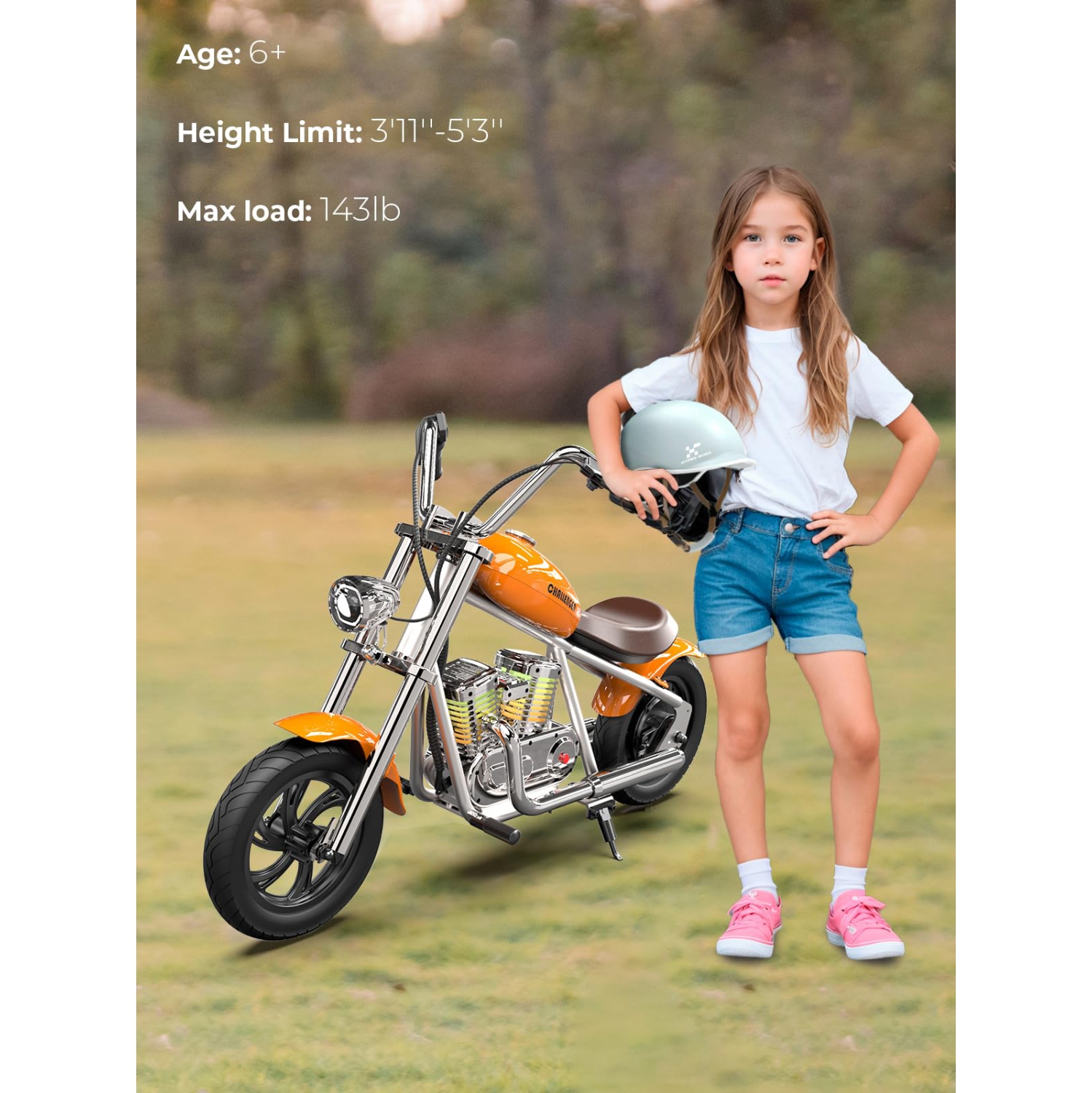 HYPER GOGO CHALLENGER 12 DELUXE - Kid's Electric Motorbike with App Integration - Dark Orange