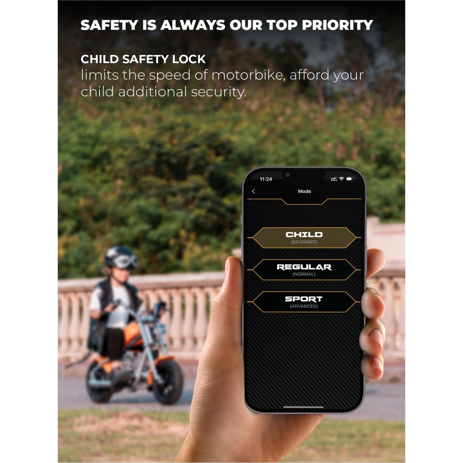 HYPER GOGO CHALLENGER 12 DELUXE - Kid's Electric Motorbike with App Integration - Dark Orange