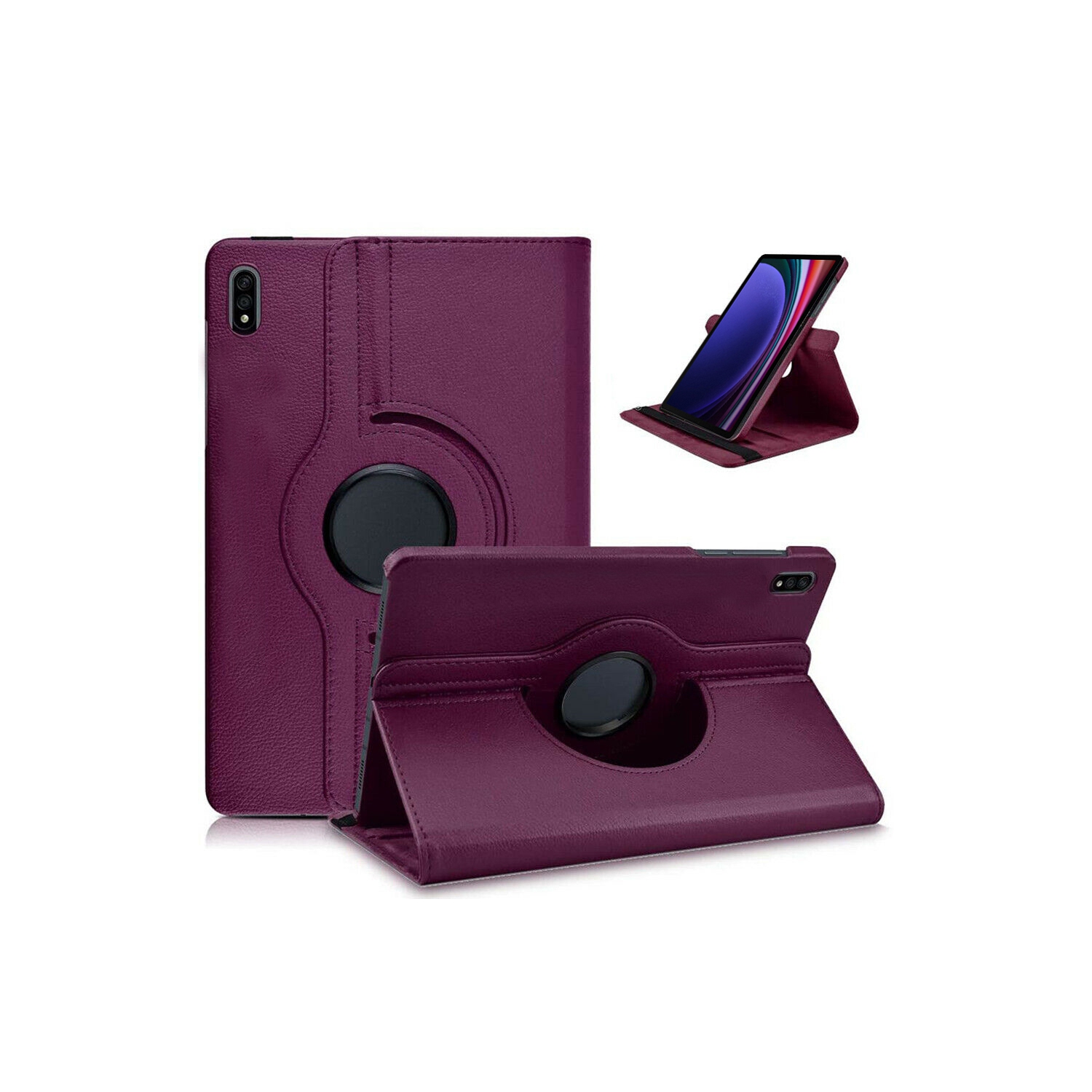 360° Swivel Rotating Case for Samsung Galaxy Tab S9 Plus 12.4 inch 2023 Multi-Angle Viewing Stand, PU Leather Cover, Auto Wake Up/Sleep with Protective Elastic Strap