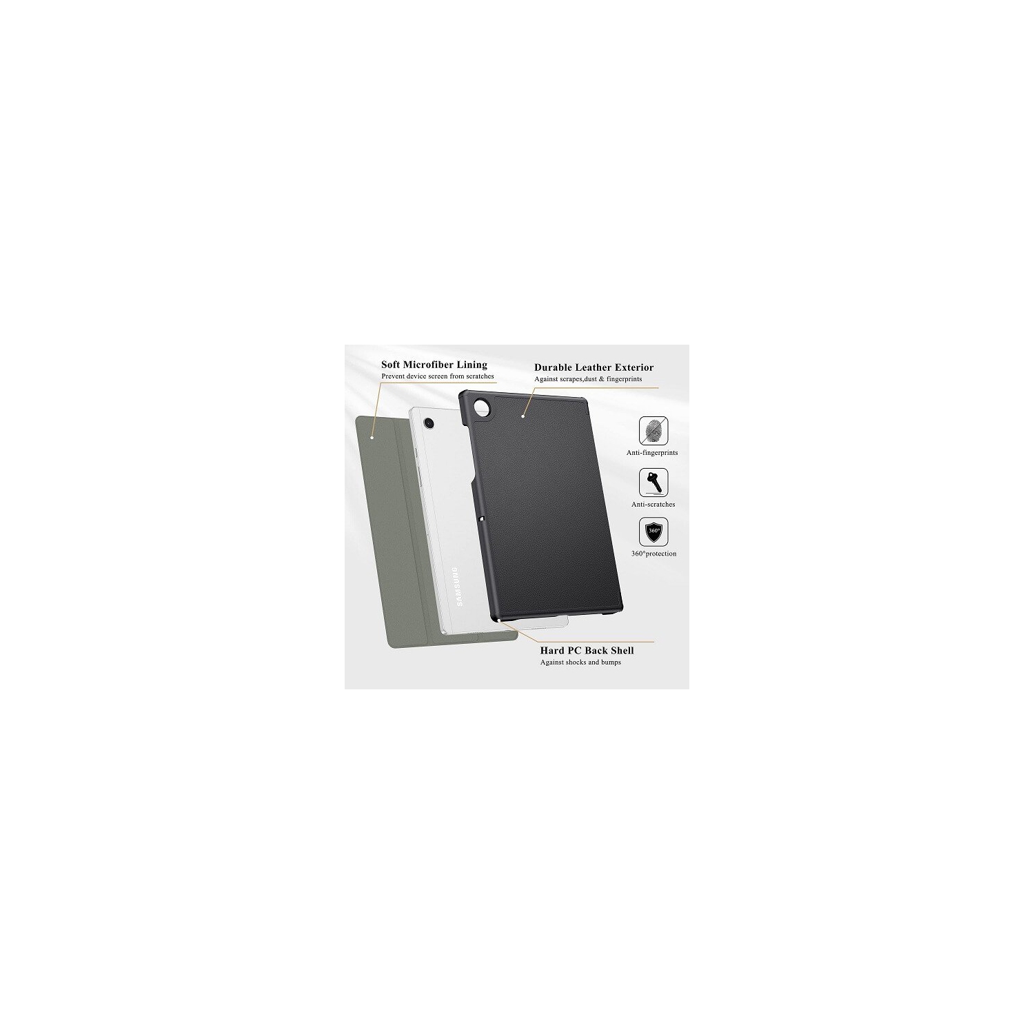 Supershield compatible avec l’étui Ultra pour Galaxy Tab S9|TPU+pu matériau S Pen intégré Support auto Sleep/Wake Protective Case pour Samsung Galaxy