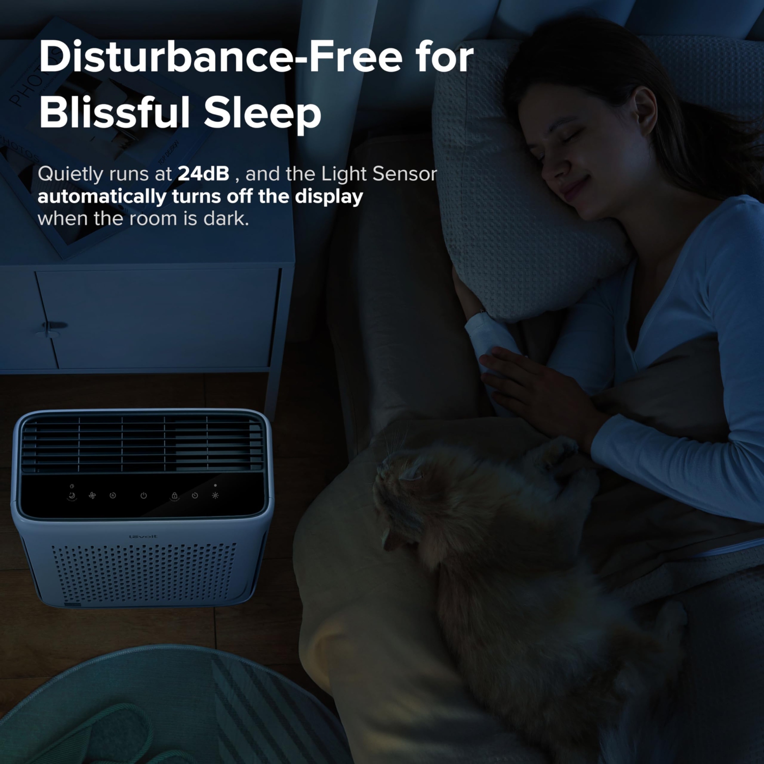 Purificateurs d'air LEVOIT pour la maison Grande chambre jusqu'à 1110 ft² avec qualité de l'air et capteurs de lumière, Wi-Fi intelligent