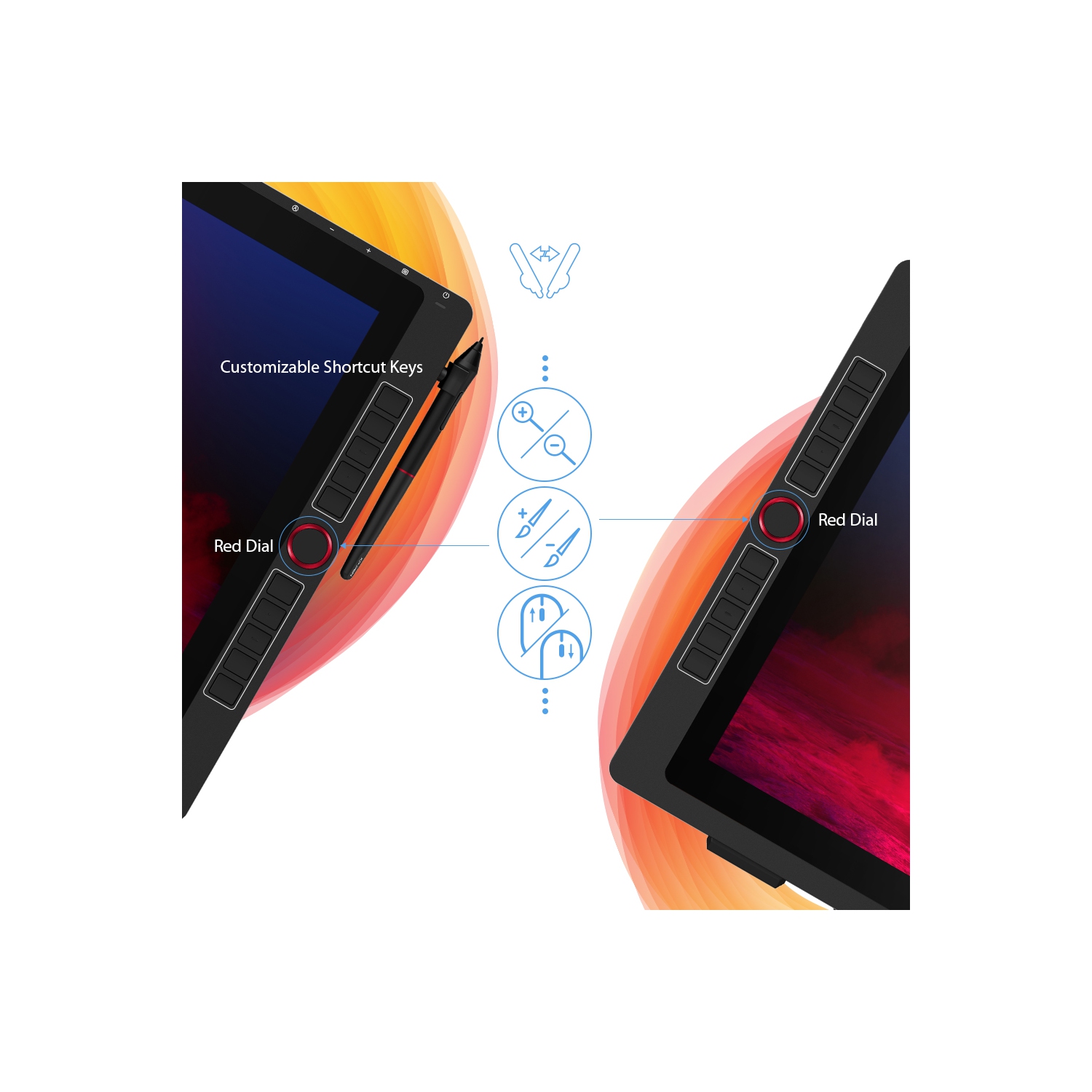 XPPen Artist 22R Pro Pen Display 21.5-inch drawing tablet with 20 Shortcut Keys & 2 Red Dial