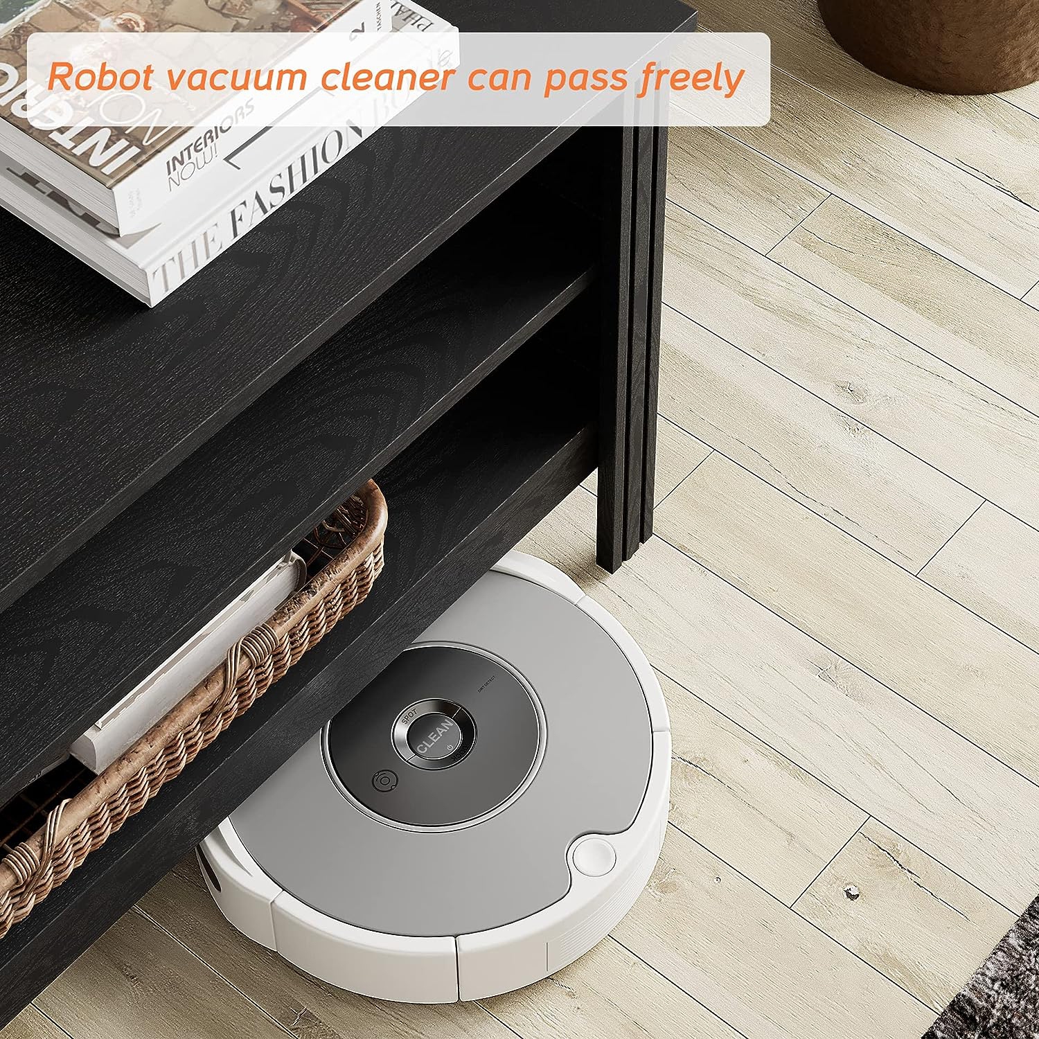 WAMPAT Farmhouse TV Stand for 75 Inch TV Entertainment Center Black TV Console Media Table with 4 Cubby Storage for Living Room Bedroom, 70''