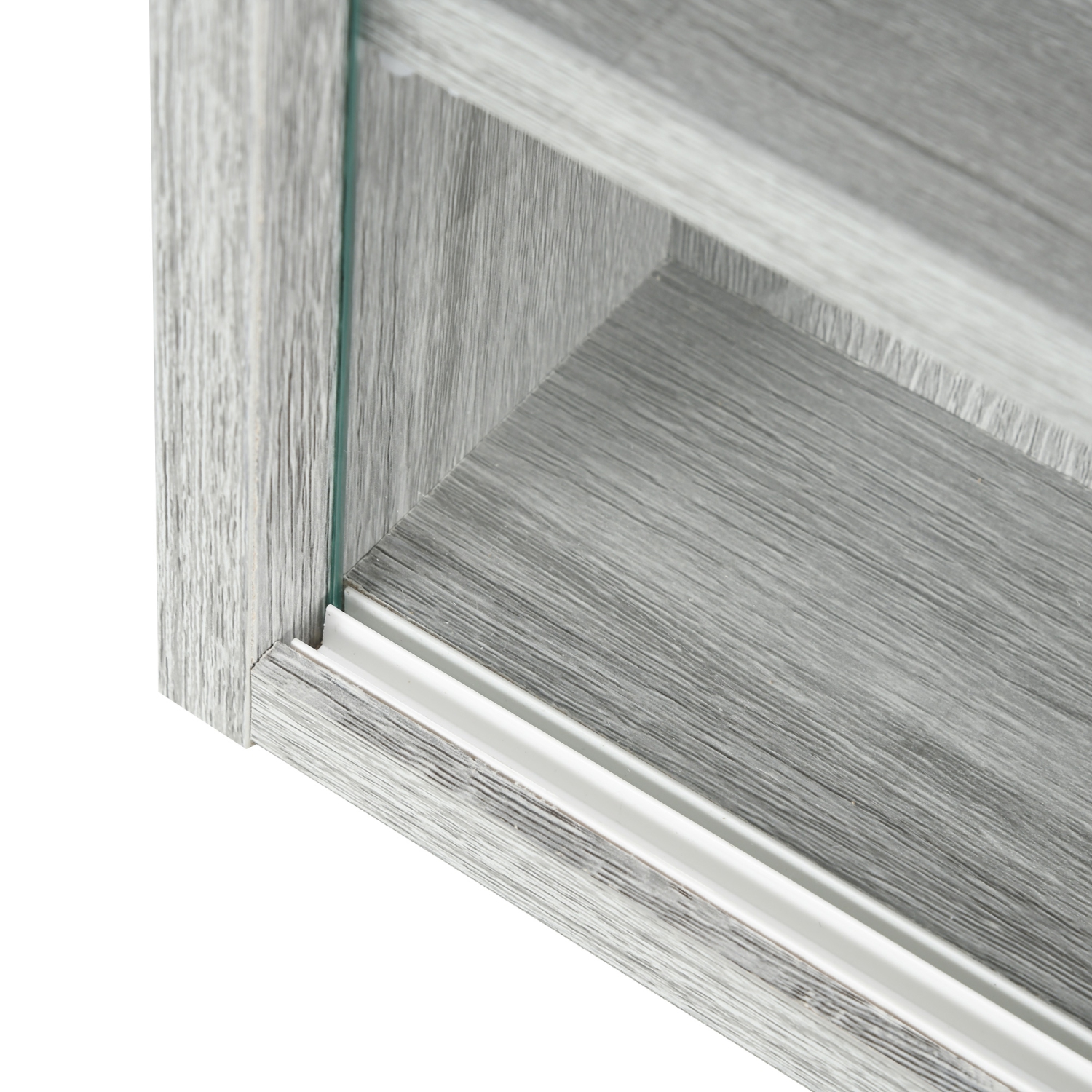 HOMCOM 5-Storey Wall Shelf Display Cabinet, Shot Glass Display Case, Glass Curio Cabinet with 2 Glass Doors and 4 Adjustable Shelves, Grey