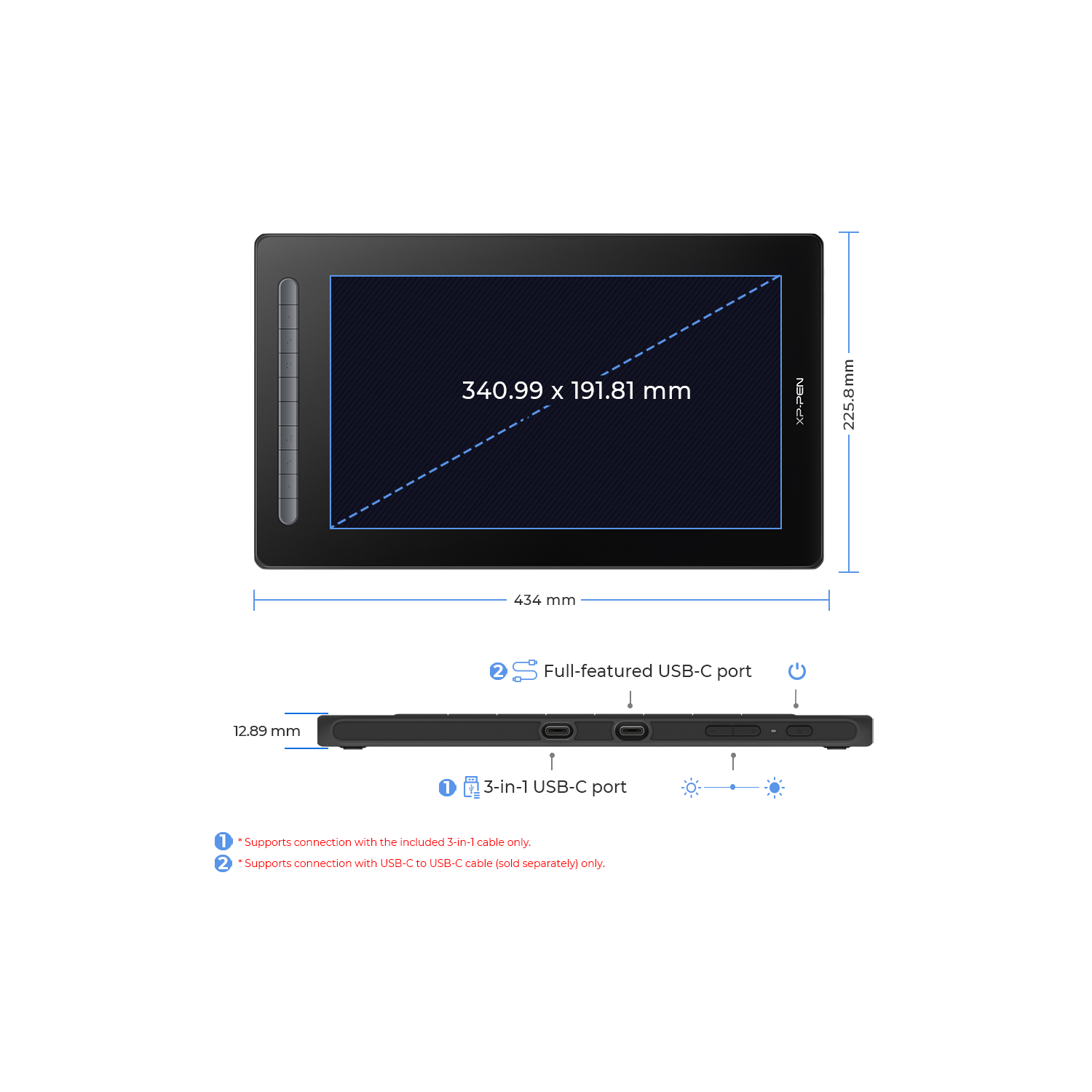 Écran graphique XPPen Artist 16 2nd avec stylet intelligent X3 sans pile et 10 touches de raccourci