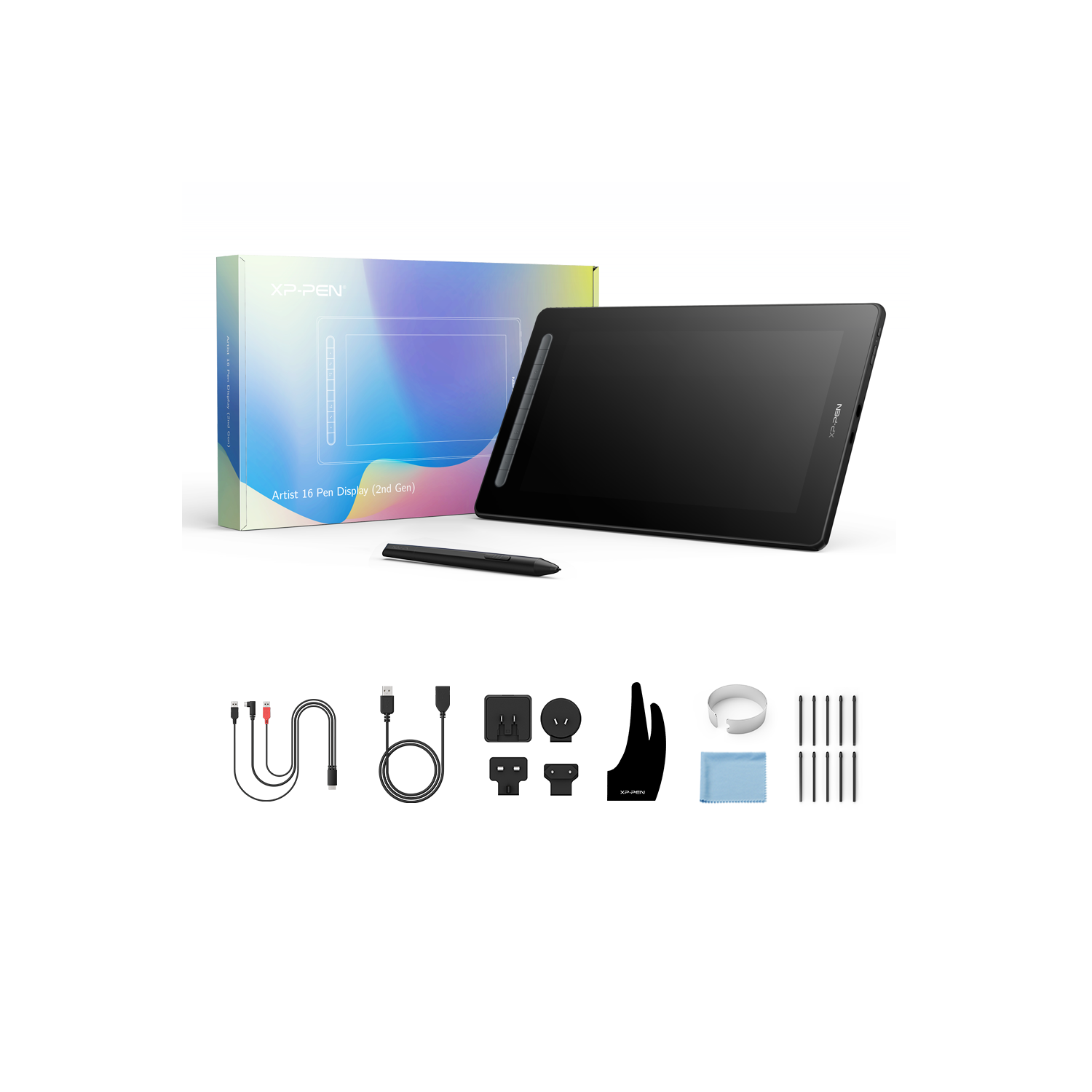 Écran graphique XPPen Artist 16 2nd avec stylet intelligent X3 sans pile et 10 touches de raccourci