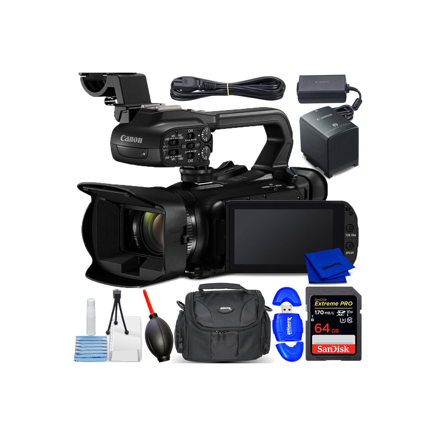 Caméscope professionnel UHD 4K XA65 de Canon PAL 5732C002 - Ensemble d'accessoires 7PC
