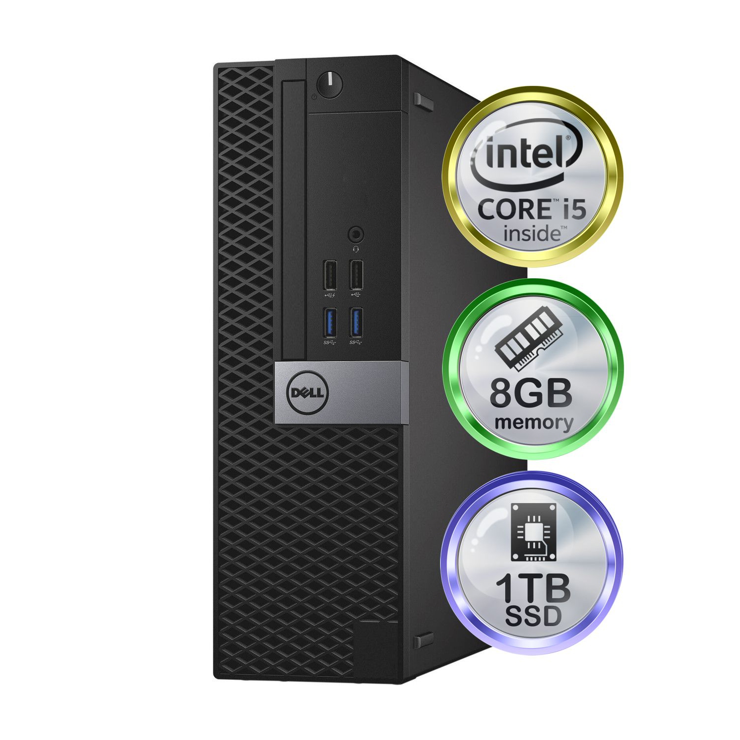 Refurbished (Good) - Dell Optiplex 3050 Desktop Computer | Quad Intel i5 (3.2) | 8GB DDR4 RAM | 1TB SSD Solid State | Windows 10 Professional | Home or Office PC