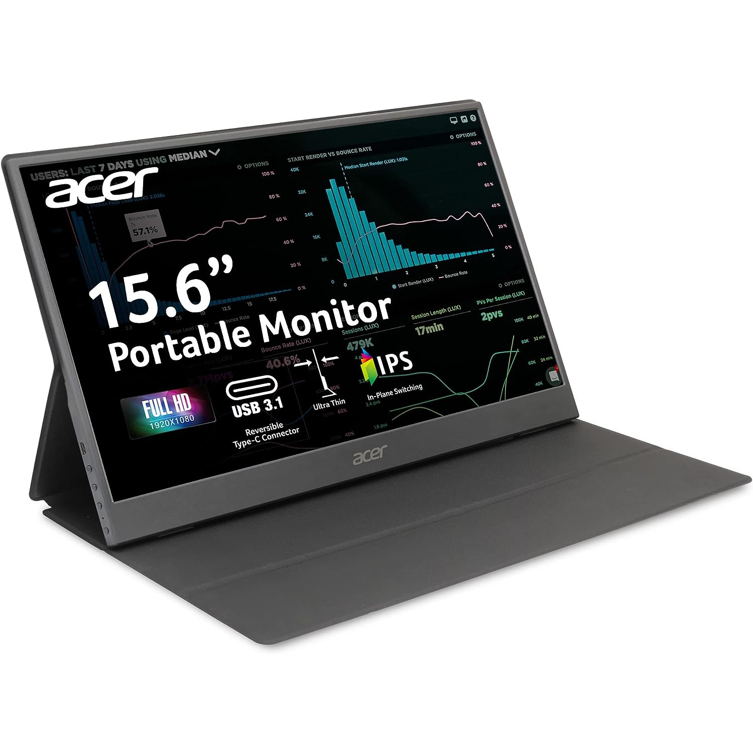 Acer 15.6" Full HD 1920x1080 5ms Portable Monitor - Refurbished (Excellent) w/ 2 Years Warranty