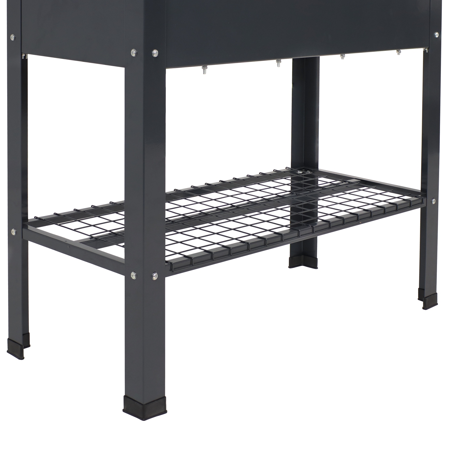 Sunnydaze Galvanized Steel Raised Bed with Mesh Shelf - Black - Set of 2