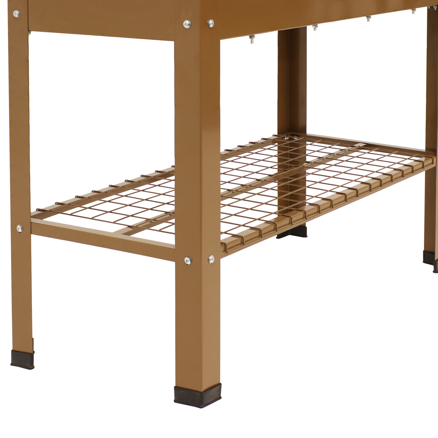 Sunnydaze Galvanized Steel Raised Bed with Mesh Shelf - Brown - Set of 2