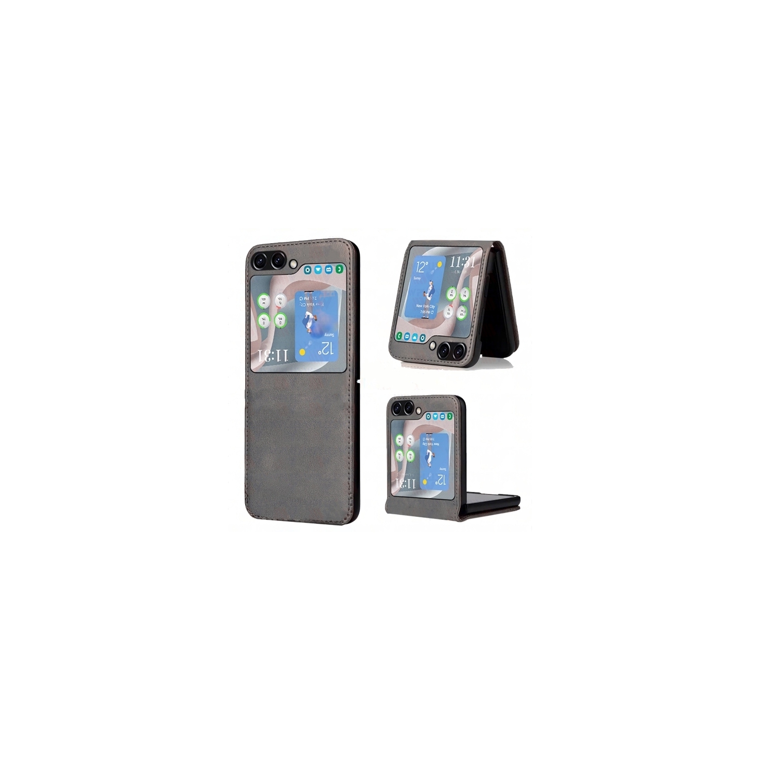 [CSmart] Étui mince ajusté en similicuir pu pour Samsung Galaxy Z Flip 5 5G 2023, gris