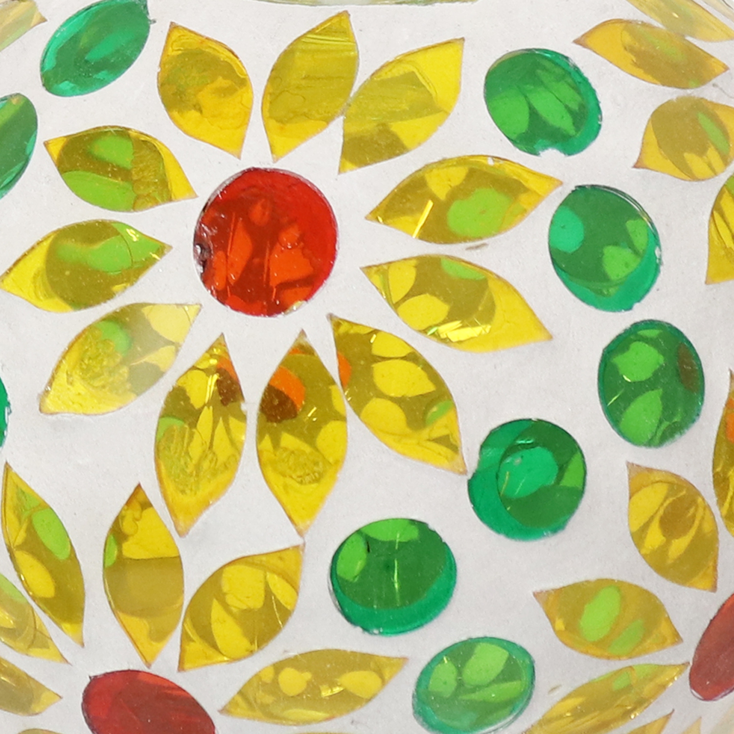 Globe d'arrosage en verre Mosaic de Sunnydaze avec piquet en argile - fleurs brillantes