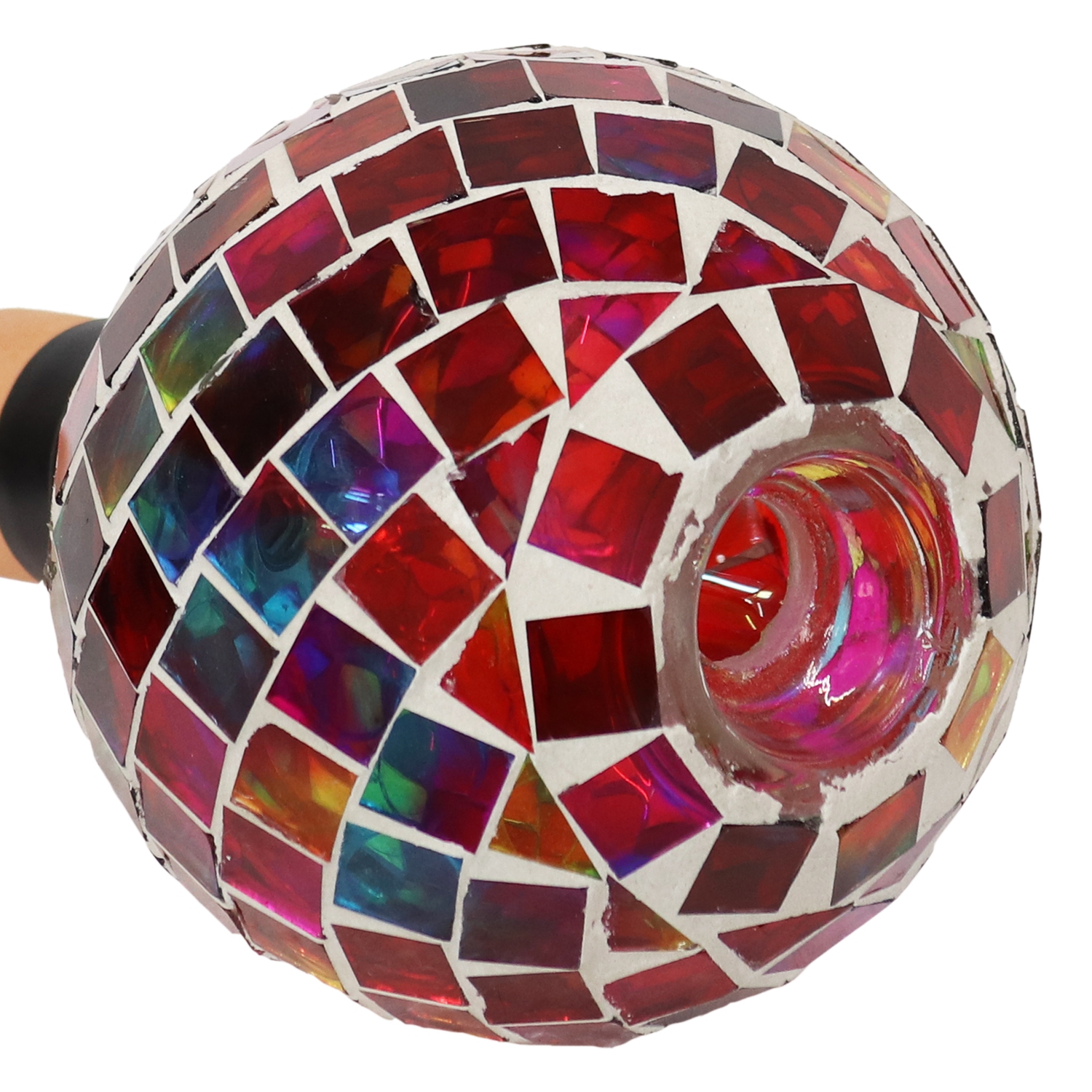 Globe d'arrosage en verre Mosaic de Sunnydaze avec Spike d'argile - mélange magenta