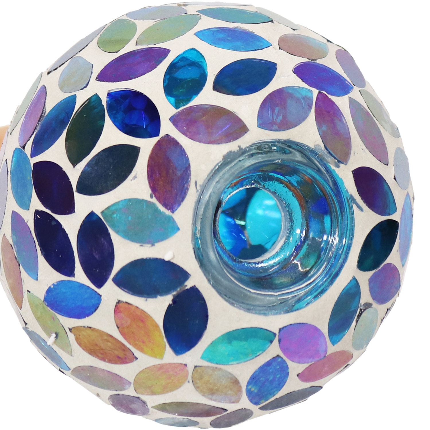 Globe d'arrosage en verre Mosaic de Sunnydaze avec piquet d'argile - pétales de printemps