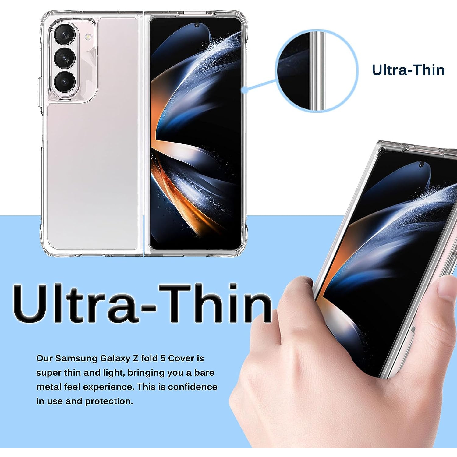 [CSmart] Étui rigide en TPUR ultra mince à l’arrière pour Samsung Z Flip 5, transparent