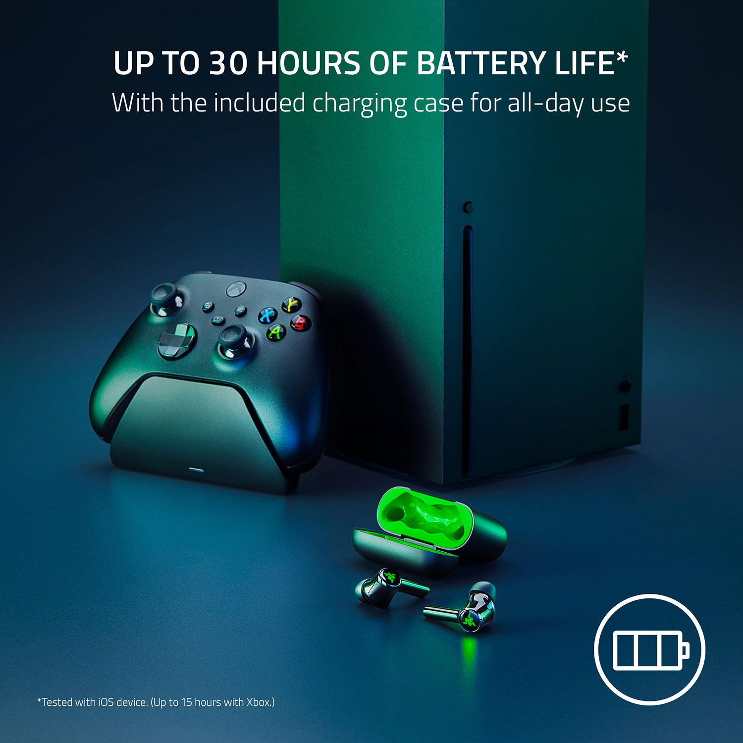 Écouteurs boutons de jeu Hammerhead HyperSpeed de Razer pour Xbox - Noir/Vert