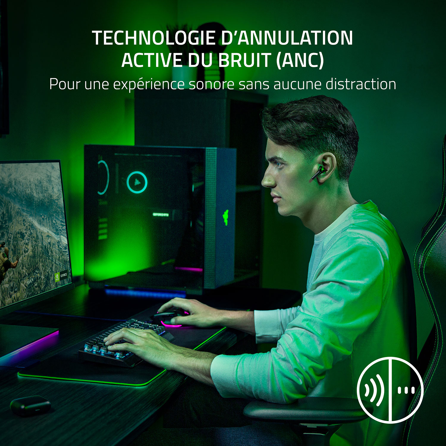 Écouteurs boutons de jeu Hammerhead HyperSpeed de Razer pour Xbox - Noir/Vert