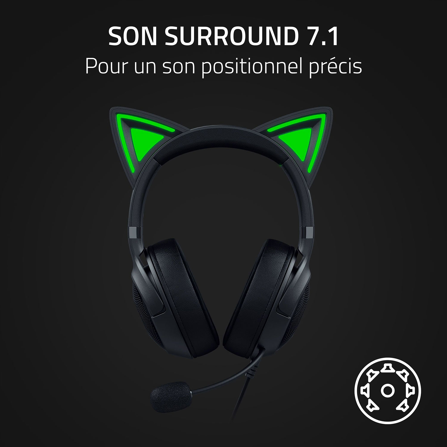 Casque de jeu Kraken Kitty V2 de Razer - Noir
