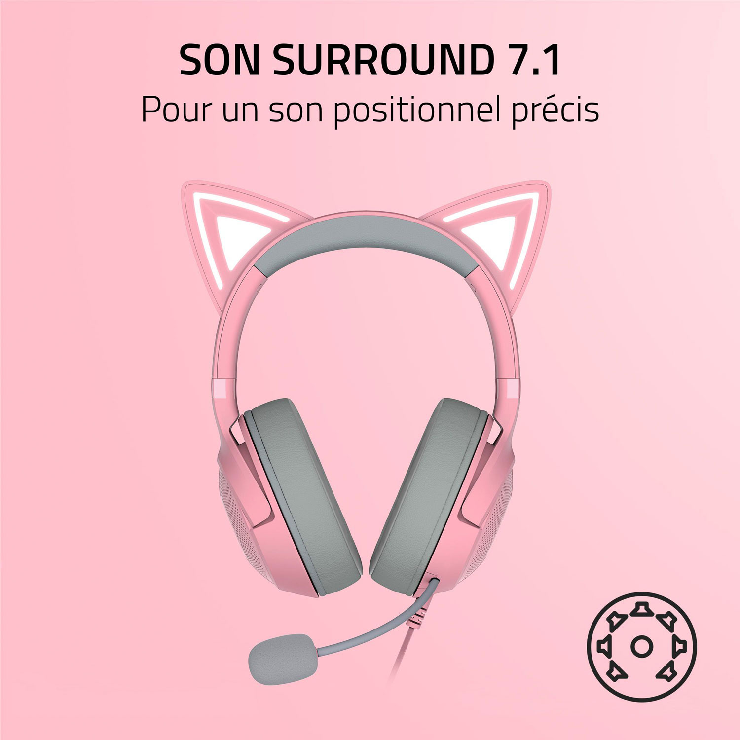 Casque de jeu avec microphone Razer Kraken Kitty V2 Edition - Quartz