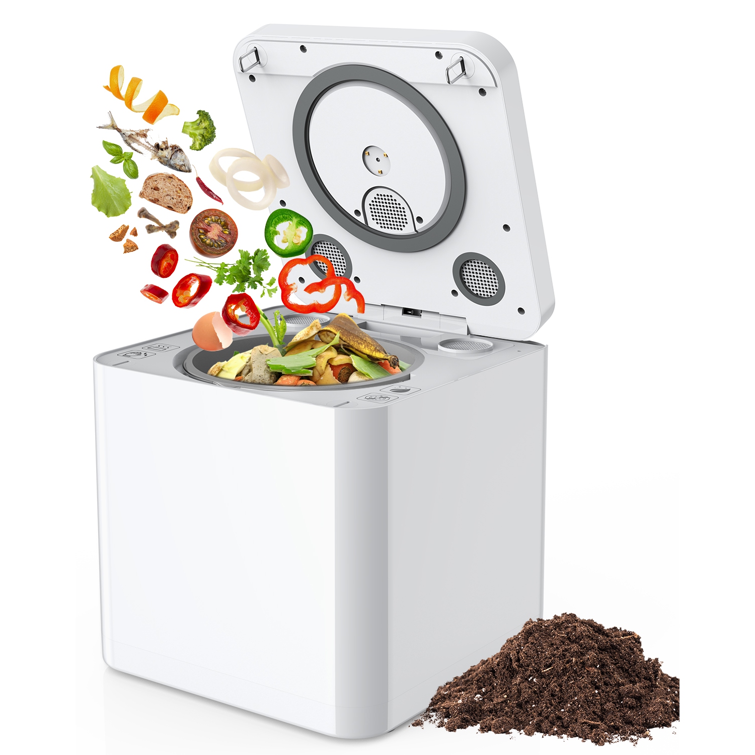 Involly World's First Electric Kitchen Composter with Auto Clean, 3.3L Capacity Odorless Compost Year-Round with UV Lamp Food Compost Bin, Turn Food Waste into Compost Fertilizer