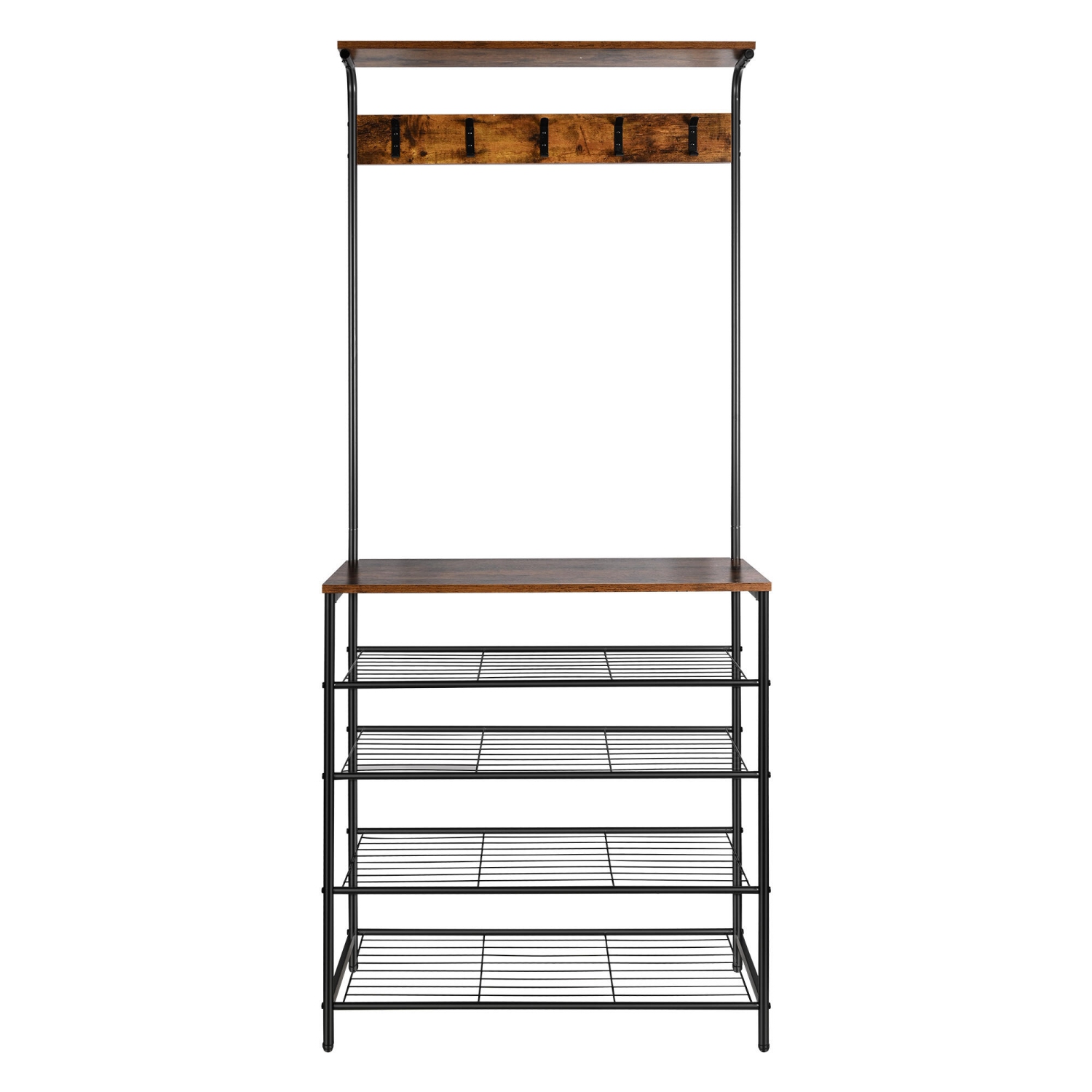 Portemanteau de rangement à 5 niveaux pour chaussures avec 5 crochets doubles, support à vêtements de différentes hauteurs pour le couloir et le