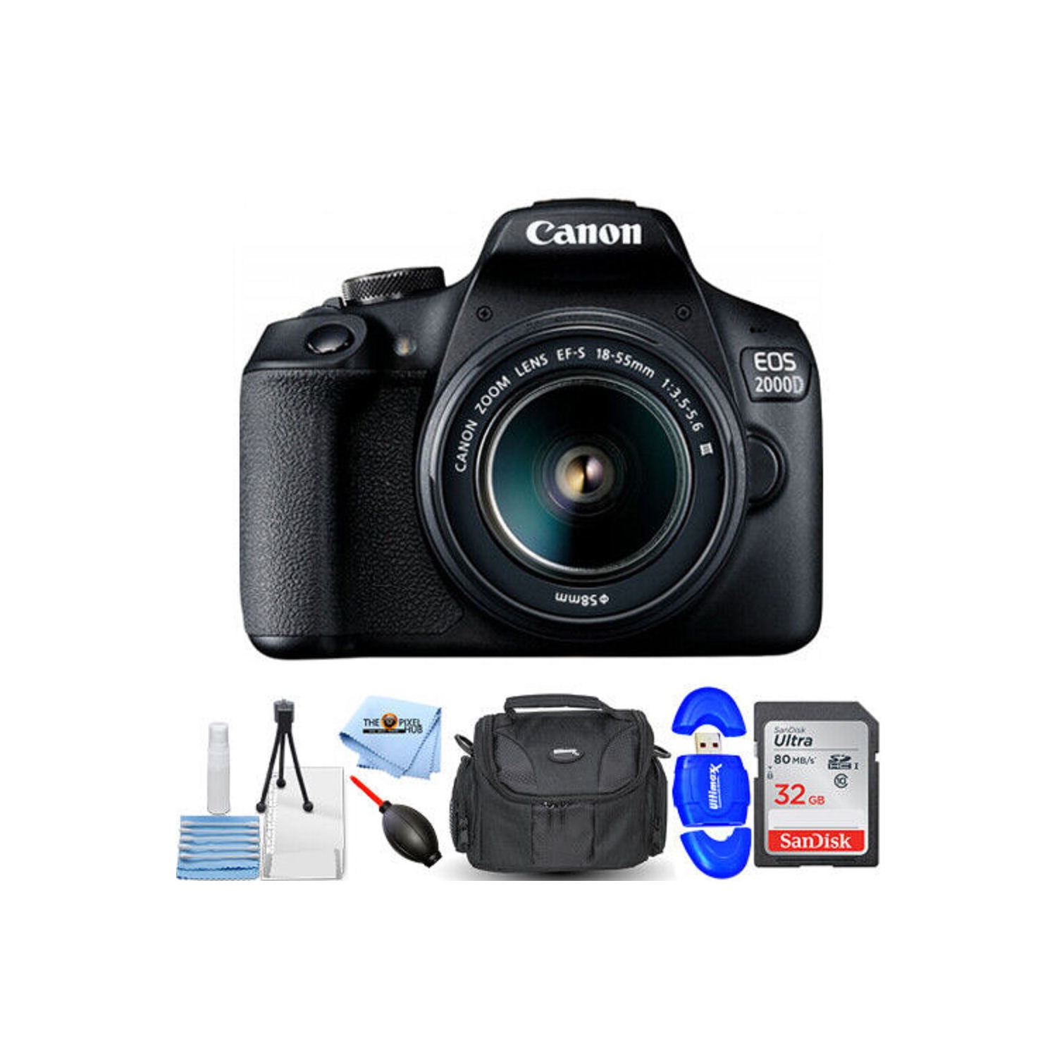 Canon EOS 2000D / Rebel T7 with EF-S 18-55mm III Lens - 6PC Accessory Bundle