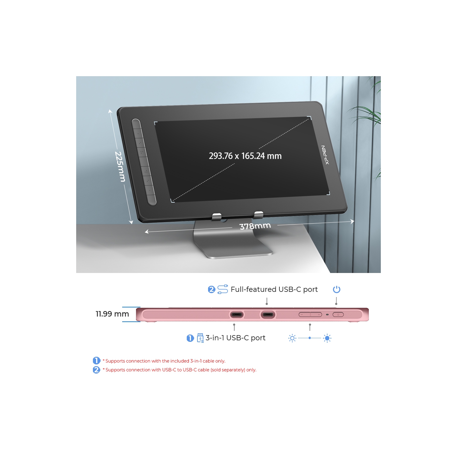 XPPen Artist 13 Pen Display Tablet 13.3-inch Fully-laminated Drawing Screen with 9 Shortcut Keys X3 Elite Smart Stylus