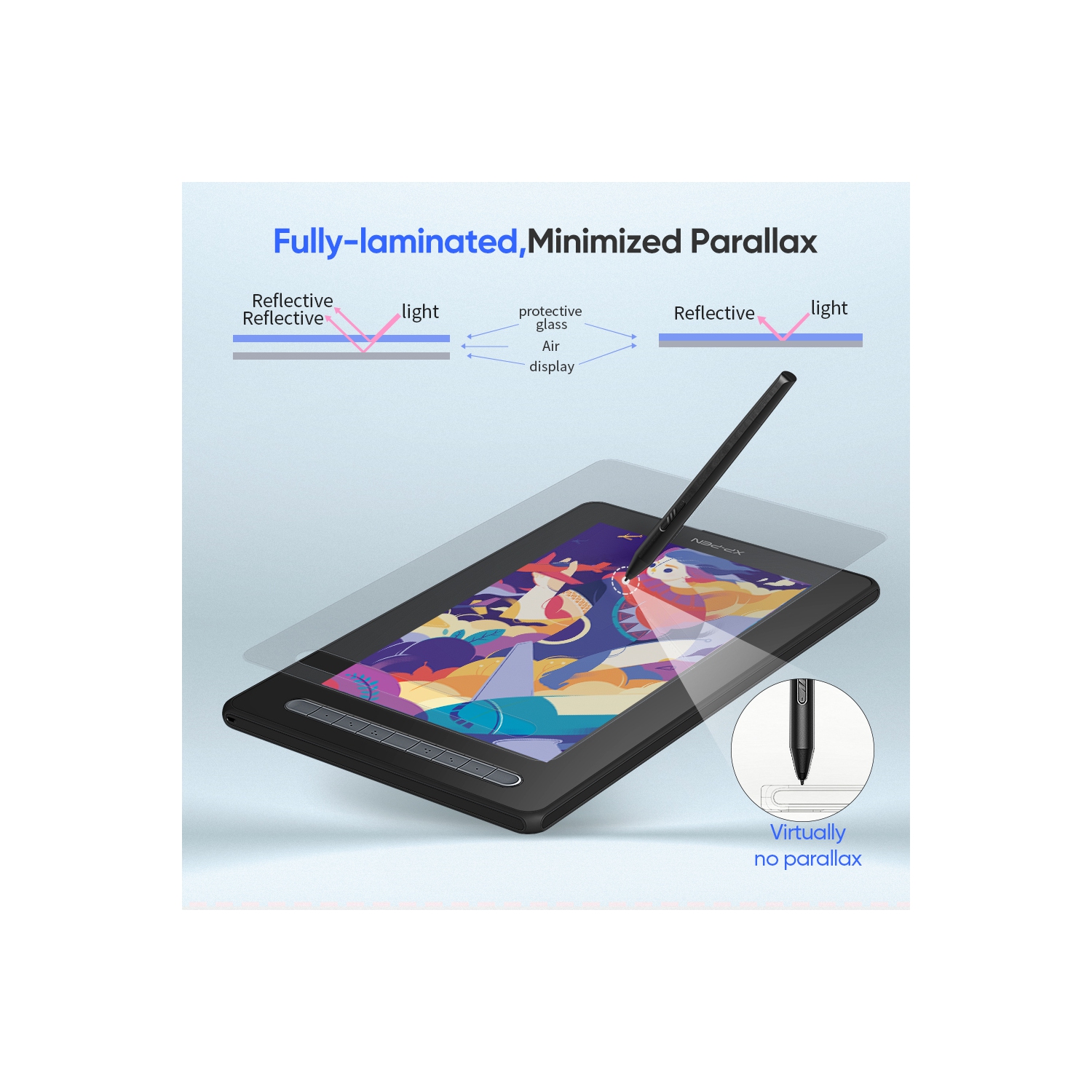 XPPen Artist 13 Pen Display Tablet 13.3-inch Fully-laminated Drawing Screen with 9 Shortcut Keys X3 Elite Smart Stylus
