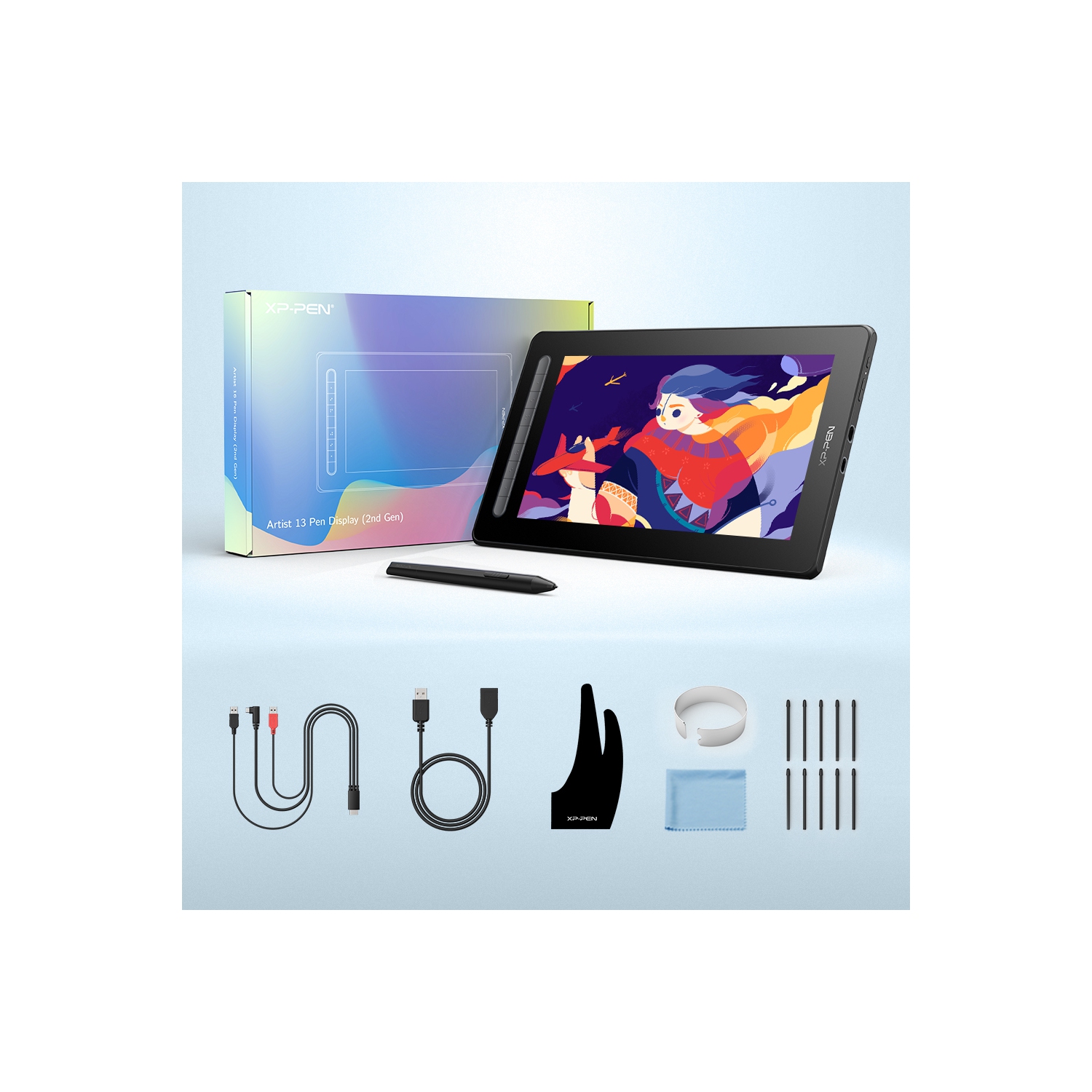 XPPen Artist 13 Pen Display Tablet 13.3-inch Fully-laminated Drawing Screen with 9 Shortcut Keys X3 Elite Smart Stylus