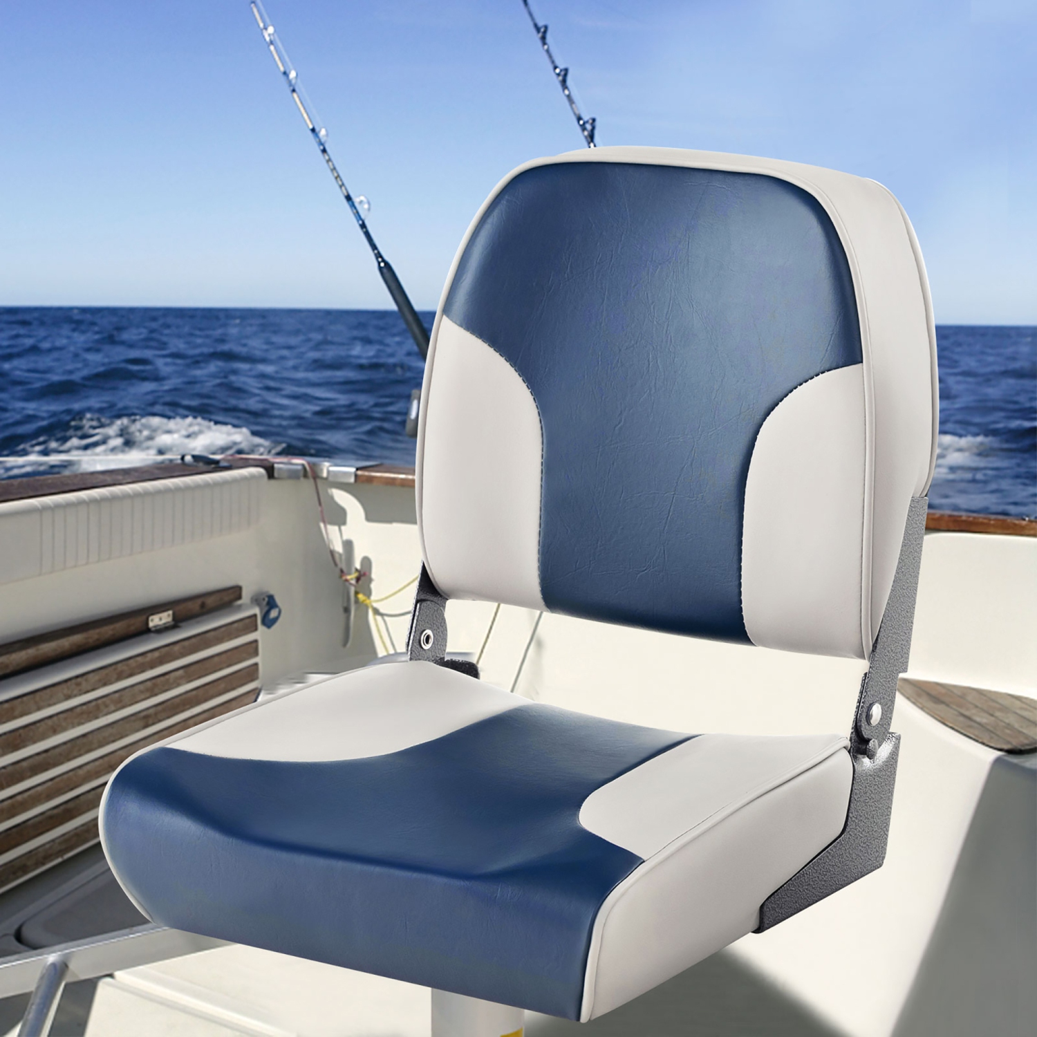 Costway 2-Piece Folding Boat Seat Set with Sponge Padding & Aluminum Hinges  Low Back