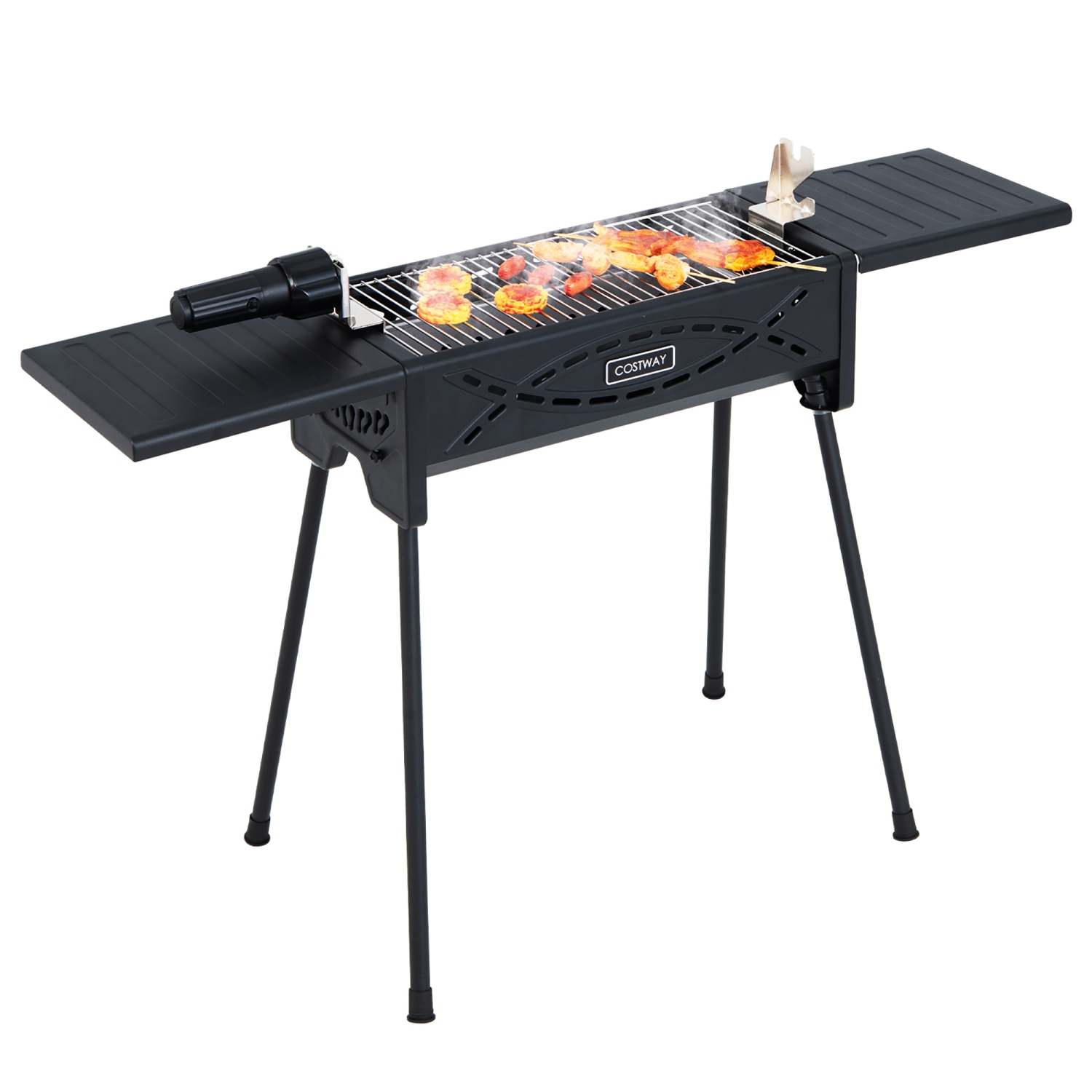 Costway Portable Charcoal Grill w Electric Roasting Fork