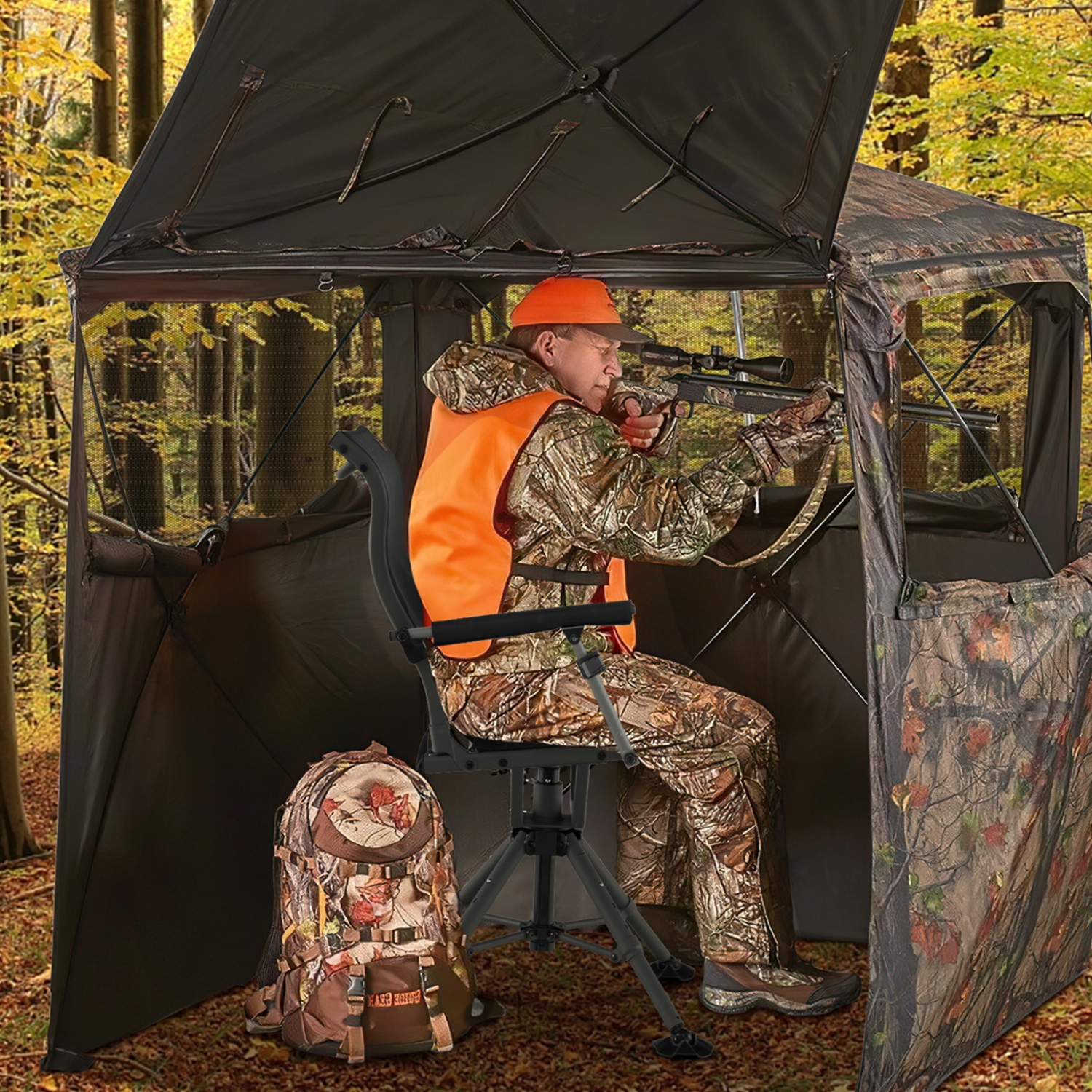 Costway 360 Degree Silent Swivel Hunting Chair w/ All-terrain Feet Pads  Support 400 LBS