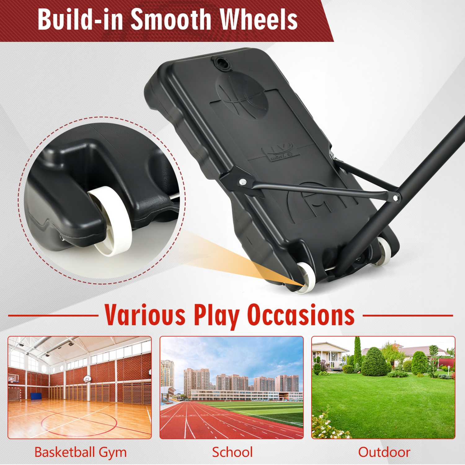 Costway Kids Basketball Hoop Portable Backboard System with Adjustable Height Ball Storage