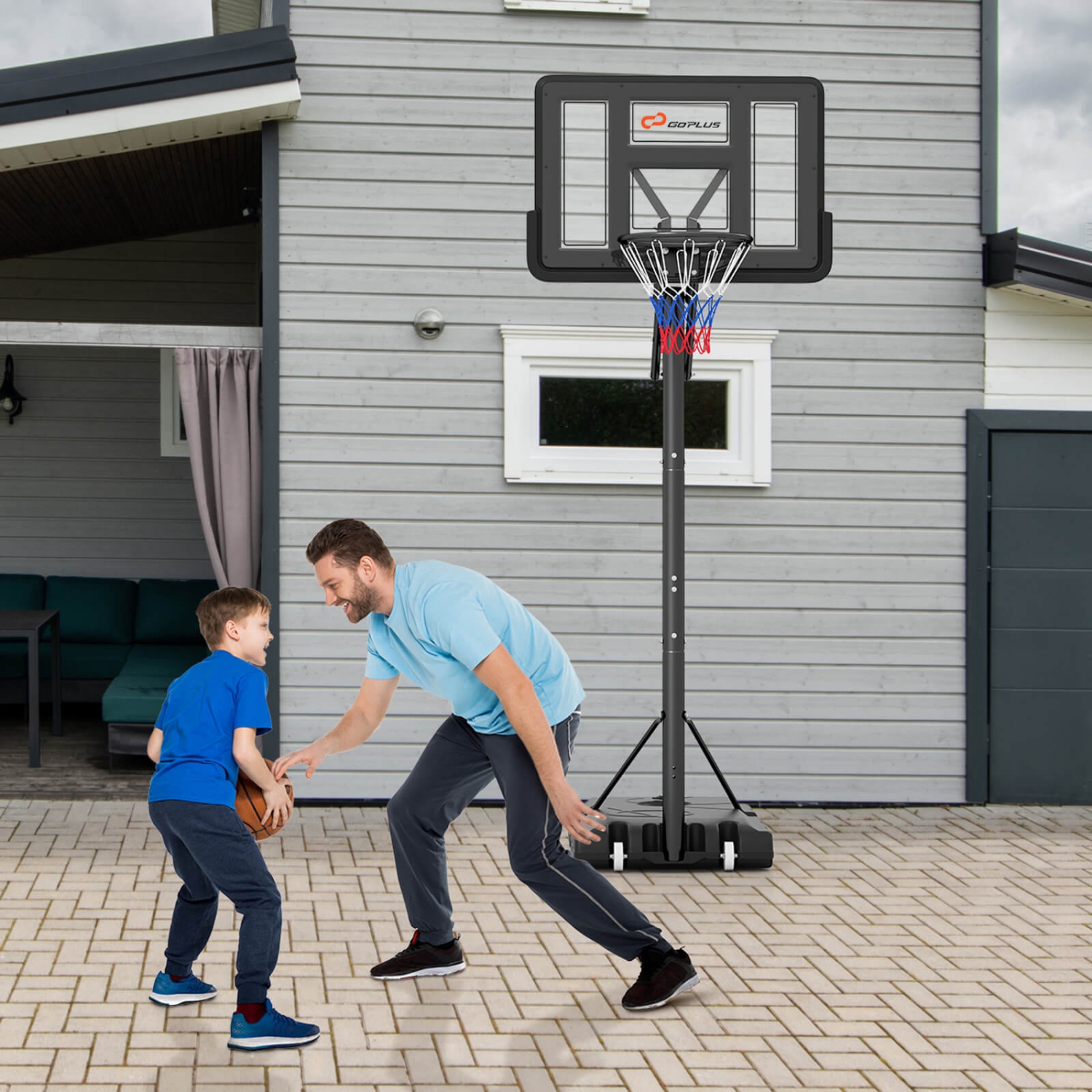 Costway 44" Portable Adjustable Basketball Goal Hoop Stand System withSecure Bag Outdoor