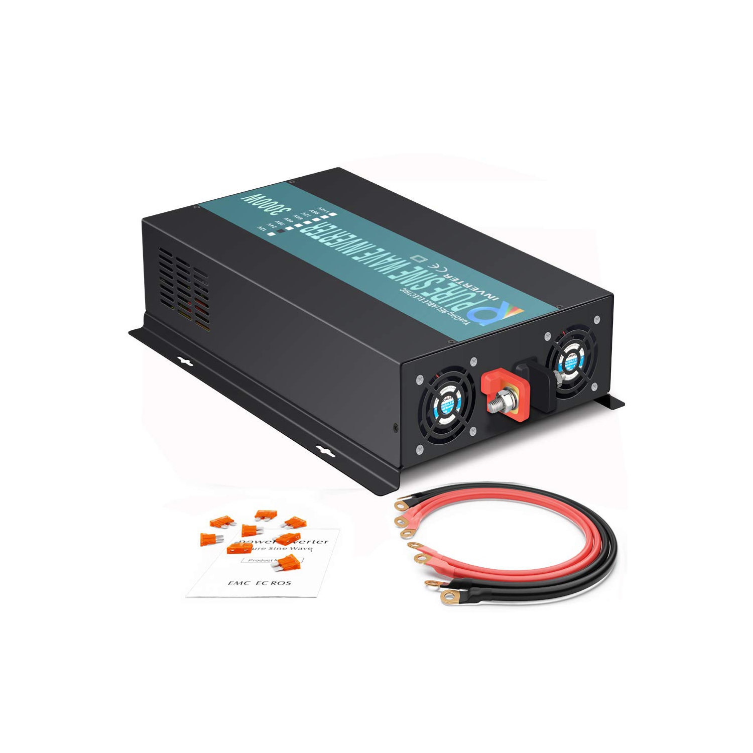 Boîte ouverte - 3000&nbsp;W convertisseur de courant alternatif à onduleur continu-alternatif Pure Sine Wave de WZRELB 12&nbsp;V, noir