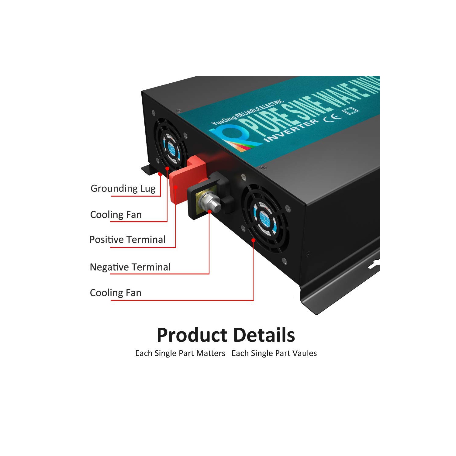 Boîte ouverte - 3000&nbsp;W convertisseur de courant alternatif à onduleur continu-alternatif Pure Sine Wave de WZRELB 12&nbsp;V, noir