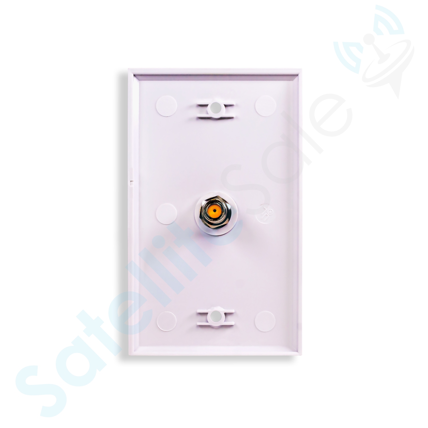 SatelliteSale Coaxial Single Wall Plate Female to Female F-Type RG-6 2.4GHz Universal Connector White with Screws and a Wall Bracket Included