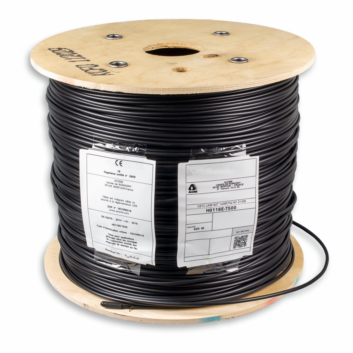 Acome Acoptic UNB1627 Indoor/Outdoor Strippable Overhead/Underground Fiber Optic Drop Black Cable 500m/1640ft