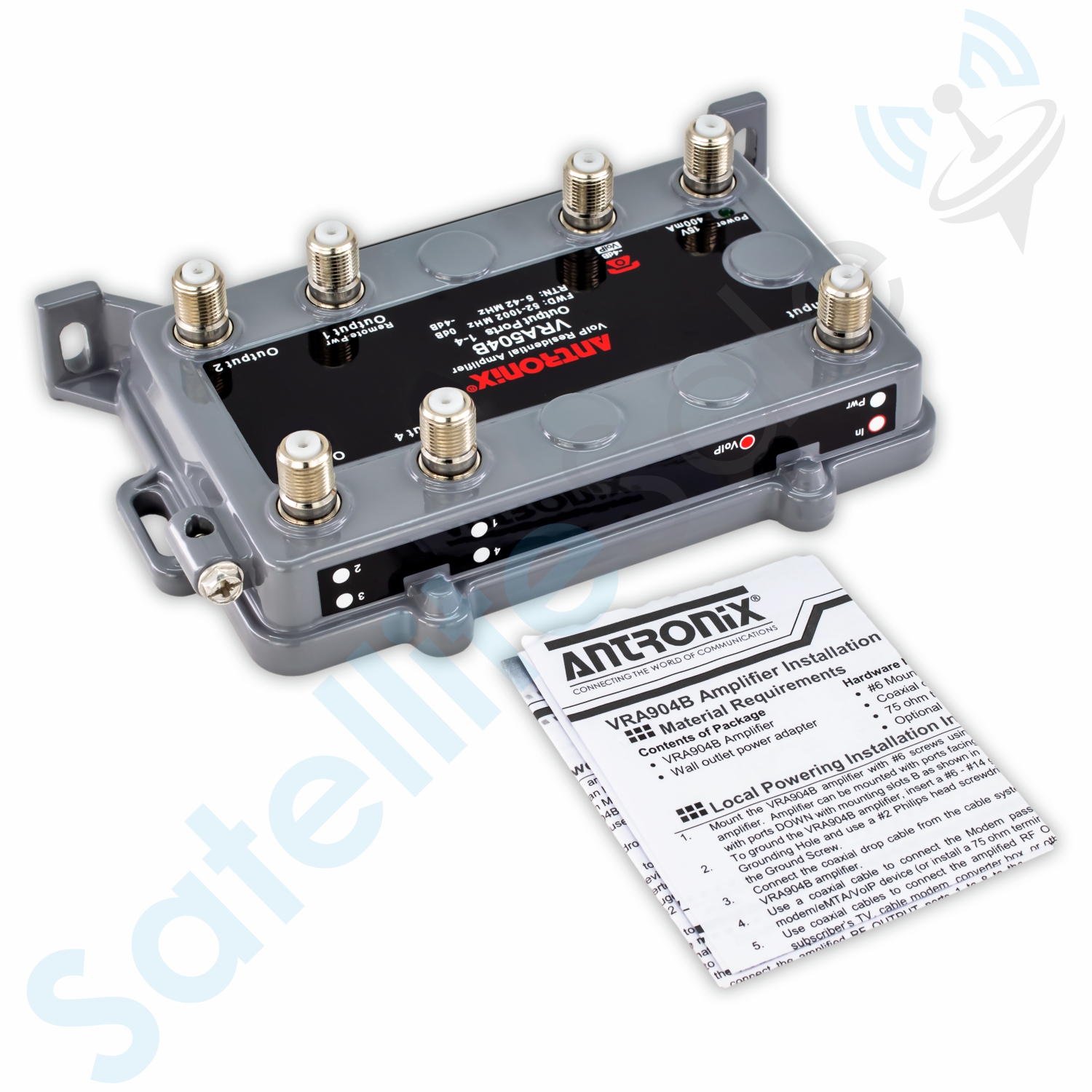 Antronix VRA504B/ACP 75Ohm VoIP Integrated Residential Amplifier 4+1P Kit by SatelliteSale