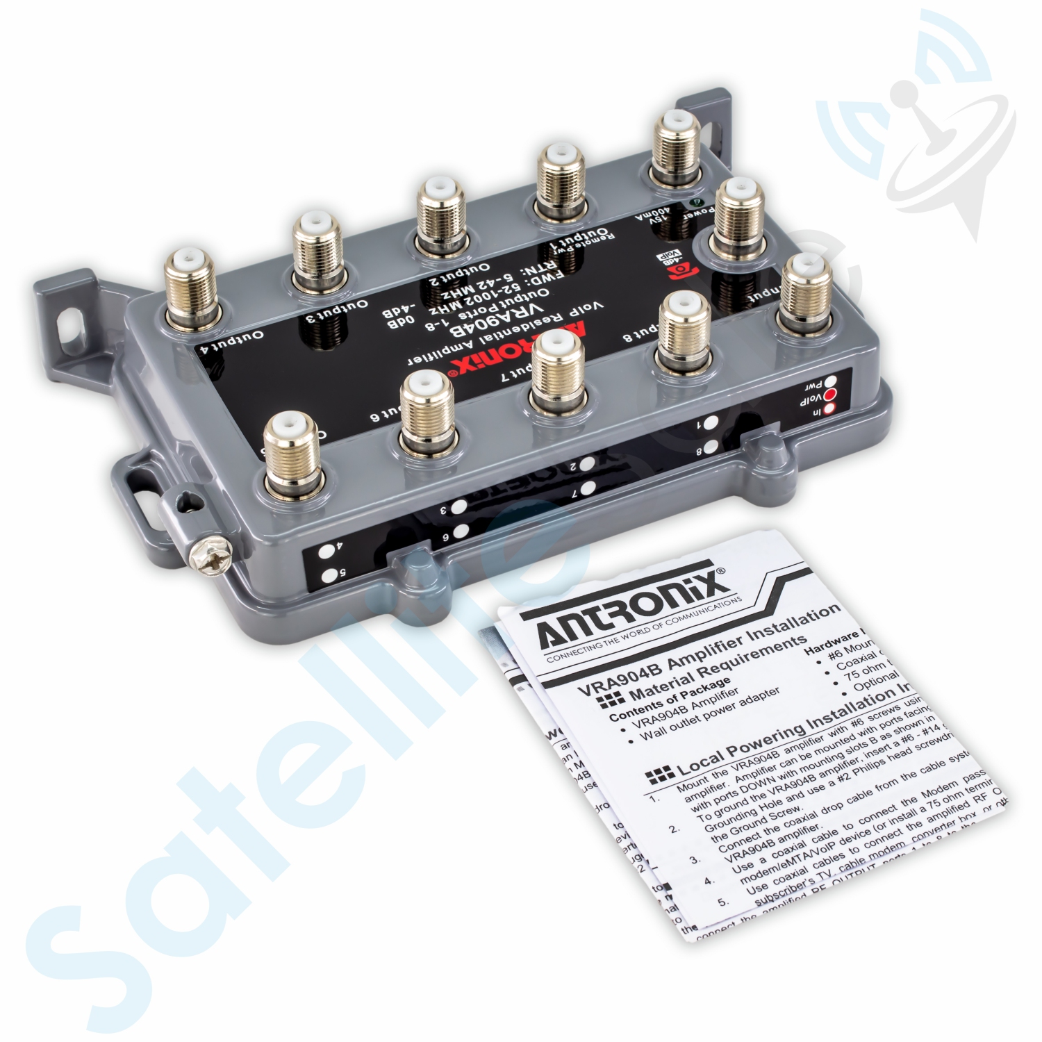 Antronix VRA904B/ACP 75Ohm VoIP Integrated Residential Amplifier 8+1P Kit by SatelliteSale