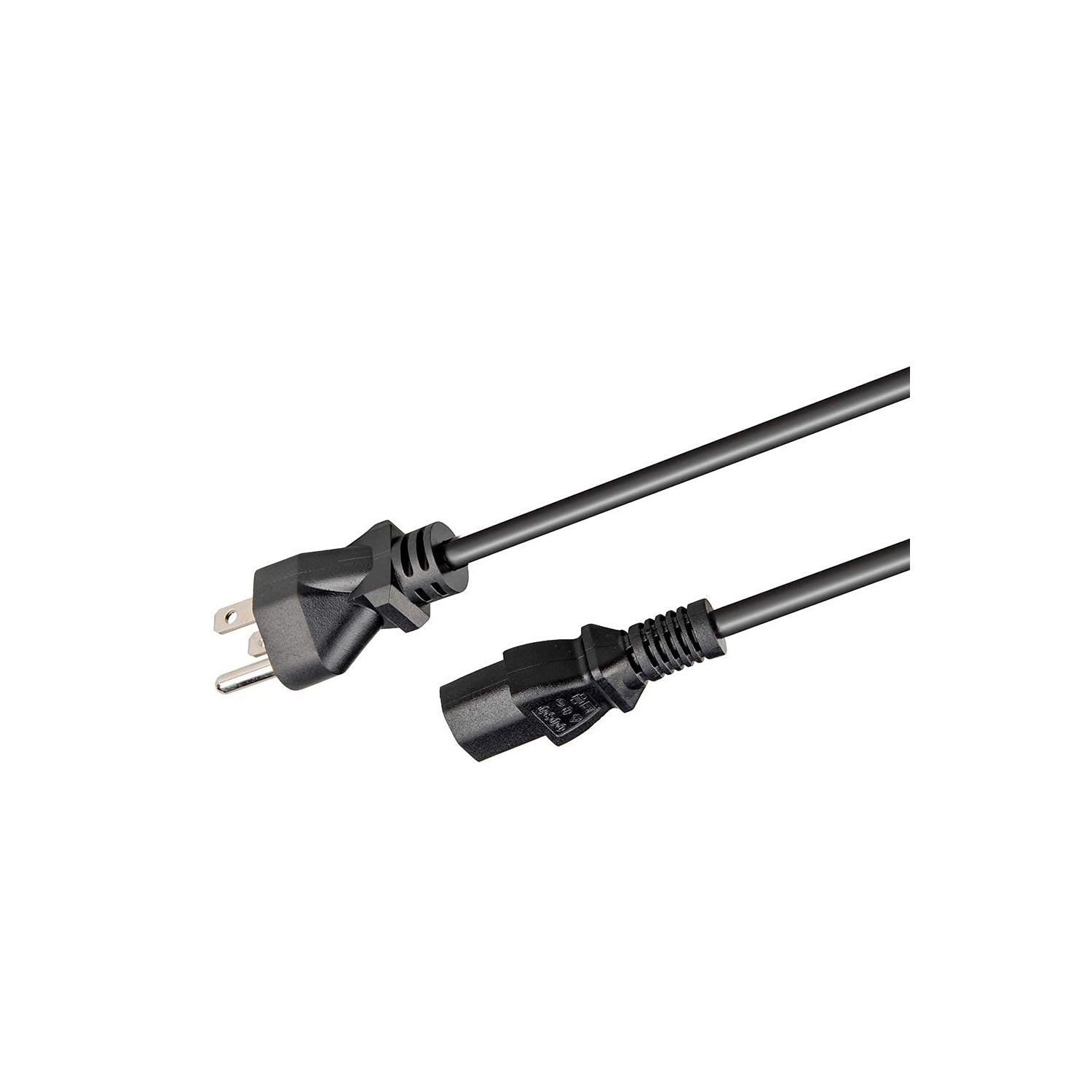 Câble d’alimentation universel robuste pour ordinateur de SatelliteSale mâle NEMA 5-15P à femelle IEC C13/C14 Câble universel en PVC noir 15 pi