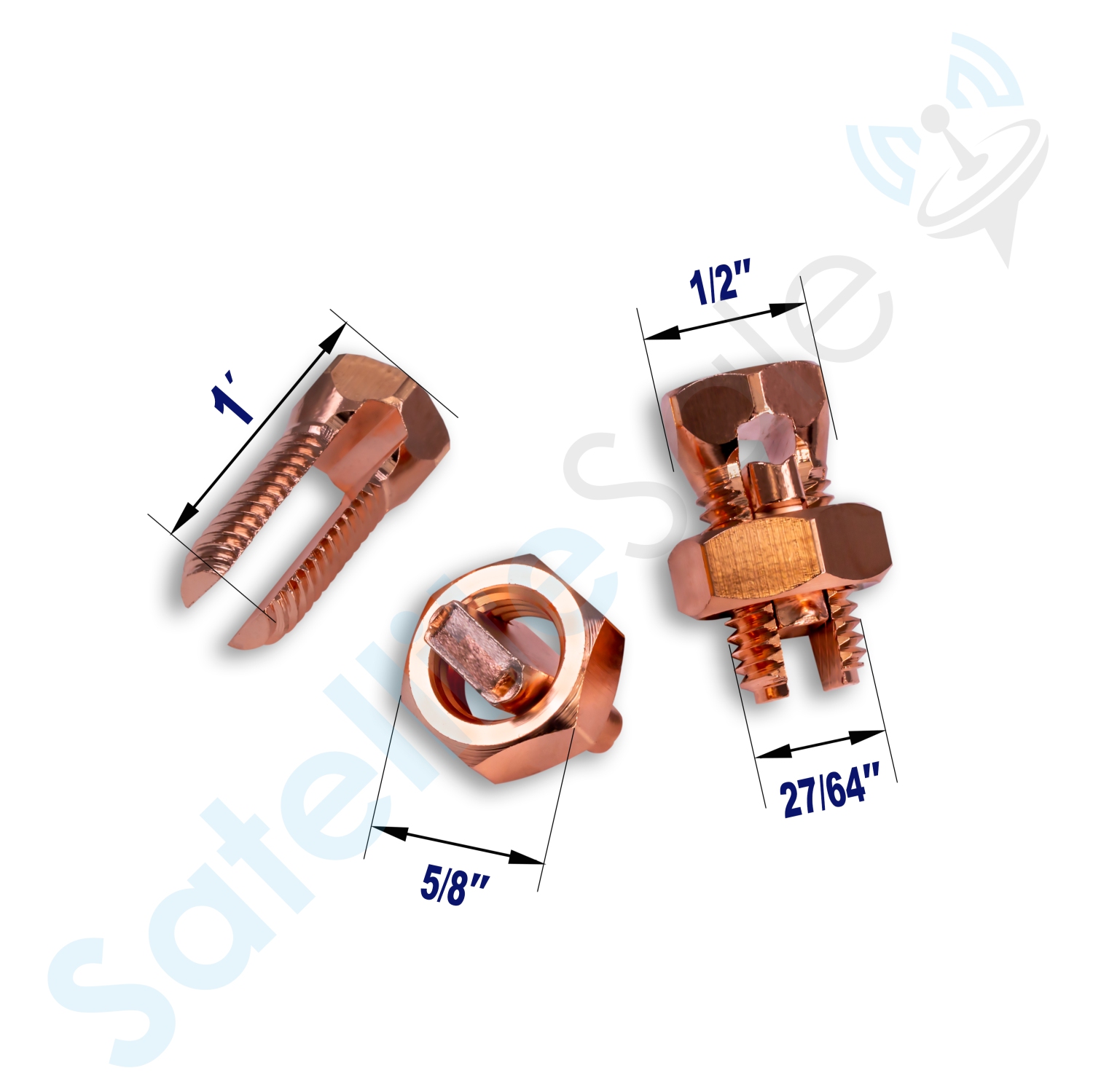 Connecteurs à boulon fendu en laiton cuivre haute conductivité homologués UL SatelliteSale, taille 6, paquet de 5 pièces