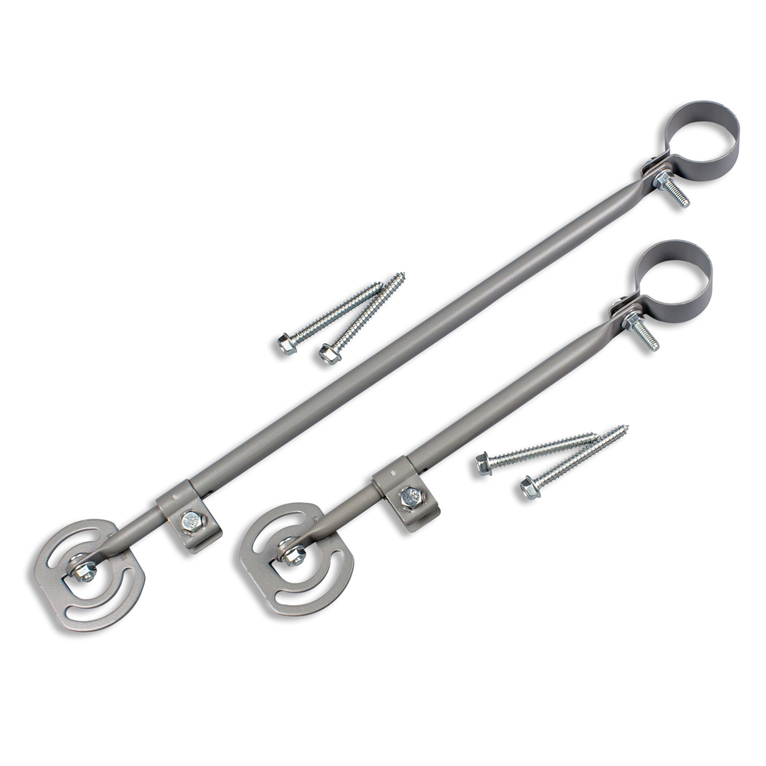 SatelliteSale Universal 2 Support Arms Adjustable Telescopic Monopoles Braces with Screws and Mastic Pitch Pads Short 19" and Long 33"