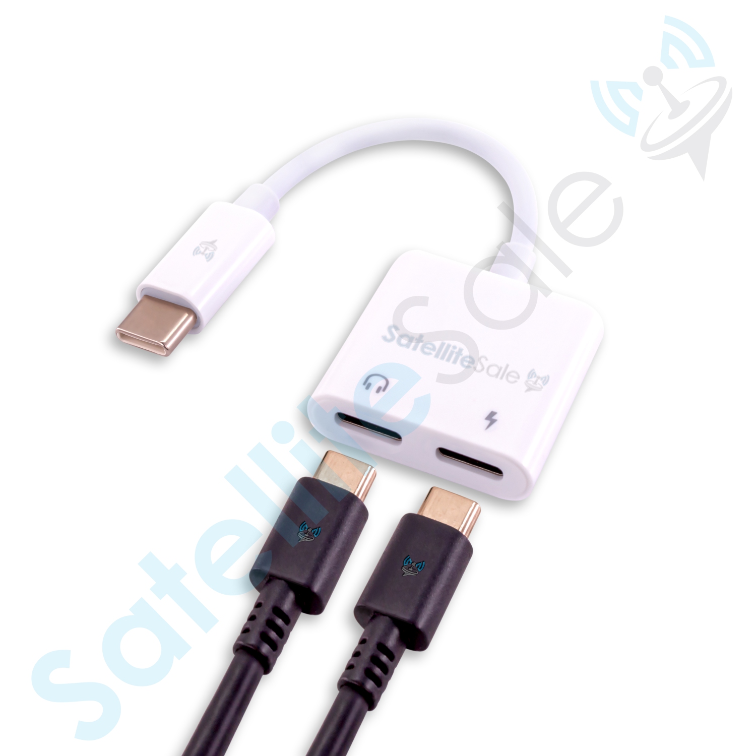 SatelliteSale Universal USB Type C to 2-Port USB Type-C Charger Adapter Male to Female Converter
