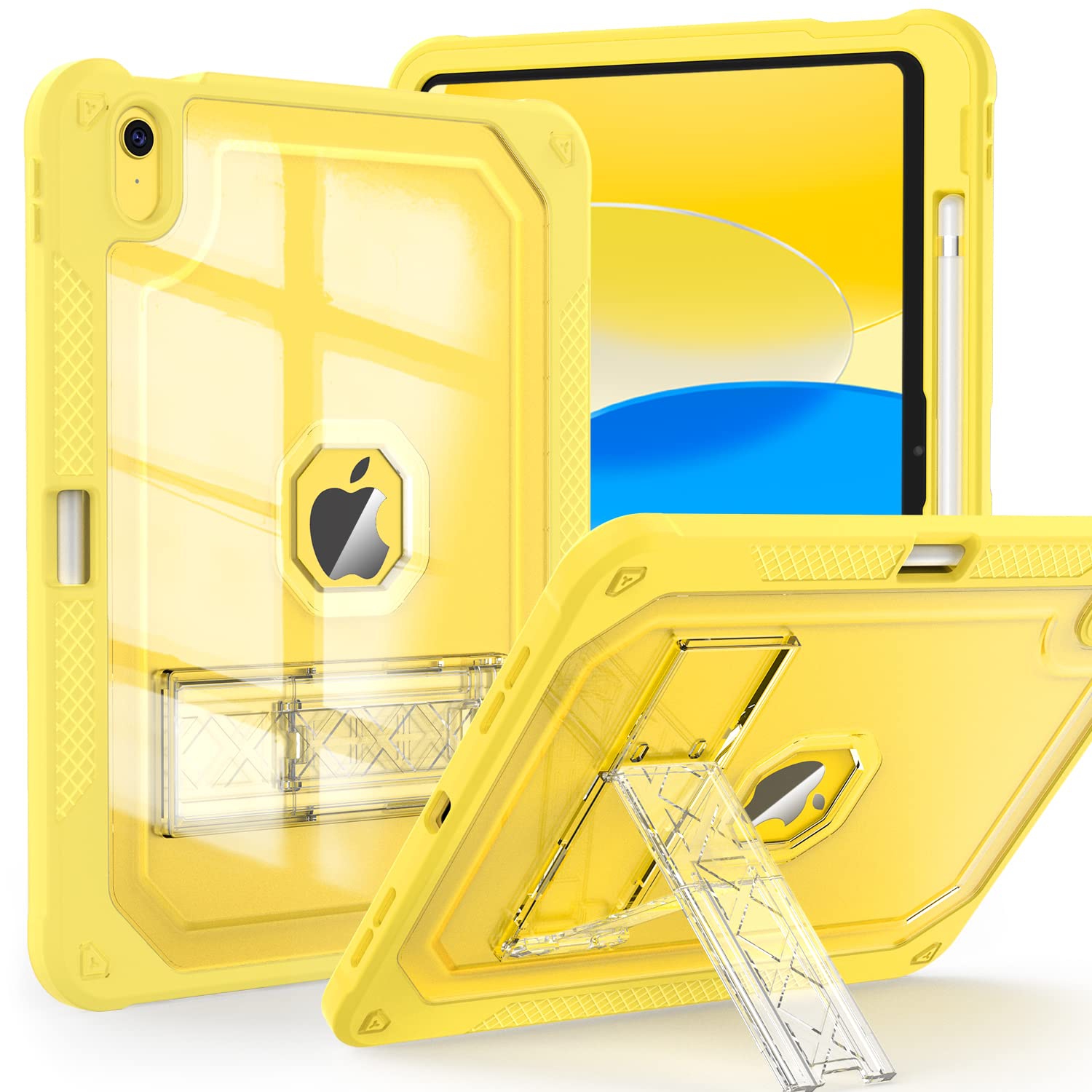 Case for iPad 10th Generation 10.9 inch 2022, Heavy Duty Shockproof Rugged Protective with Pencil Holder, 10.9" 10 Gen Translucent Cover with