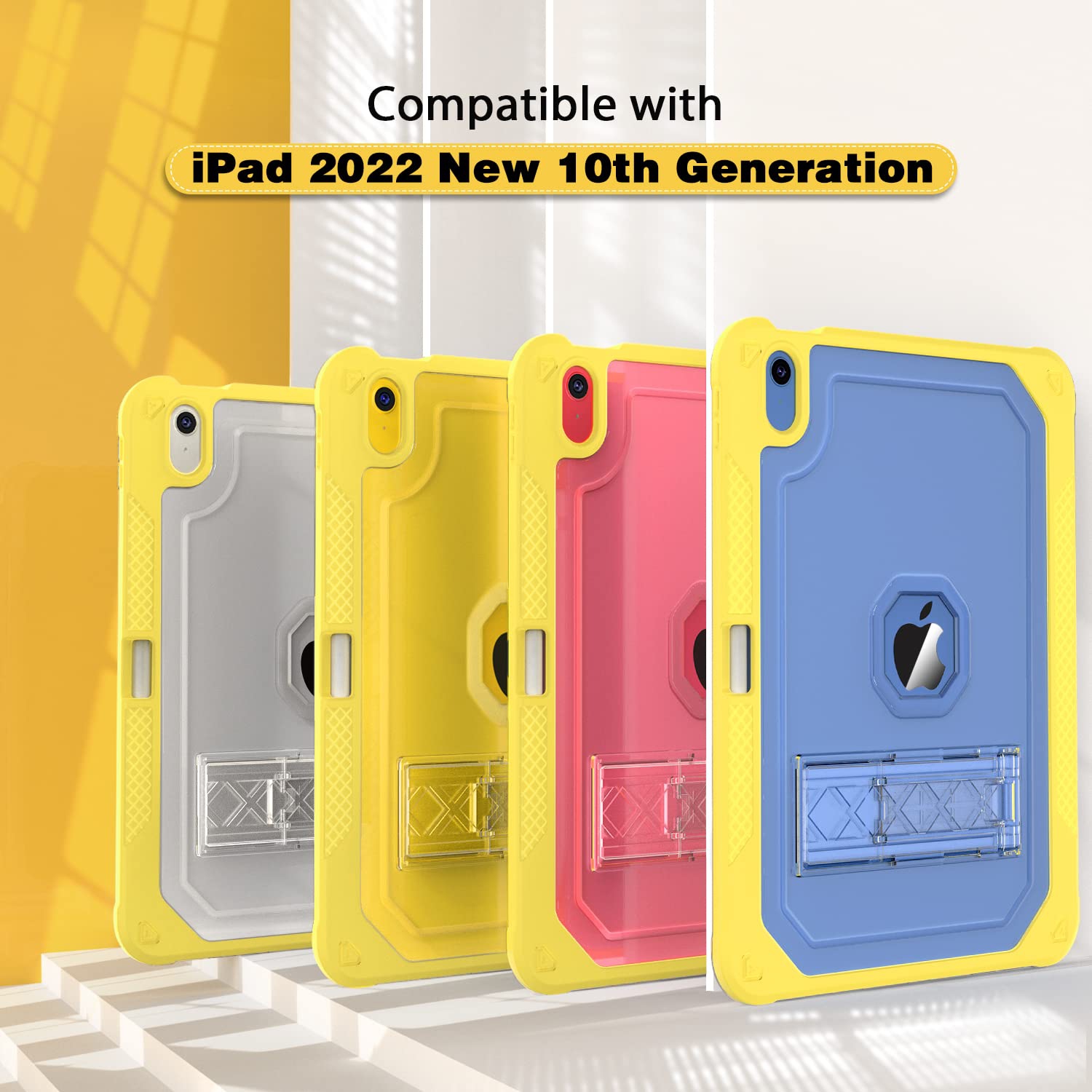 Case for iPad 10th Generation 10.9 inch 2022, Heavy Duty Shockproof Rugged Protective with Pencil Holder, 10.9" 10 Gen Translucent Cover with