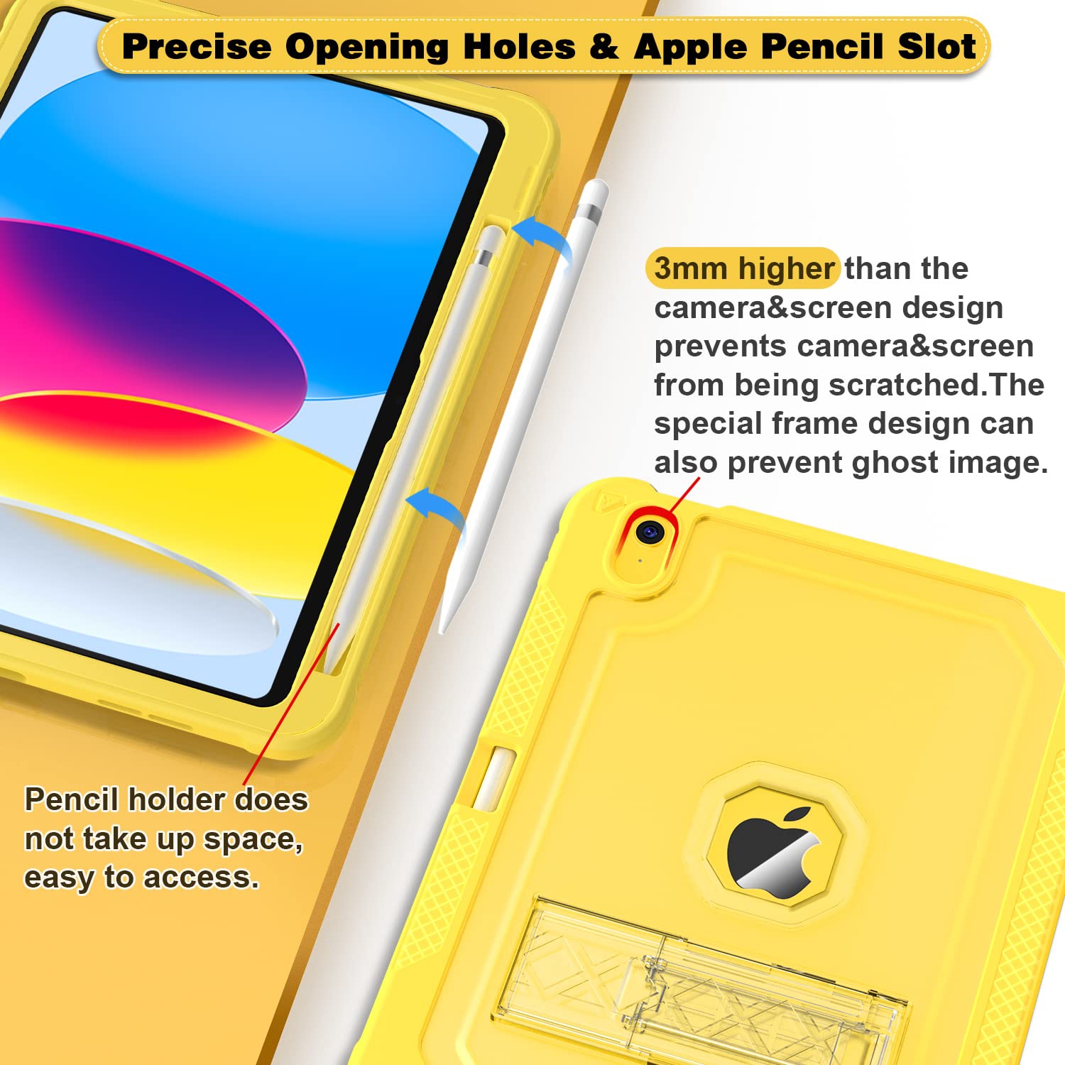 Case for iPad 10th Generation 10.9 inch 2022, Heavy Duty Shockproof Rugged Protective with Pencil Holder, 10.9" 10 Gen Translucent Cover with