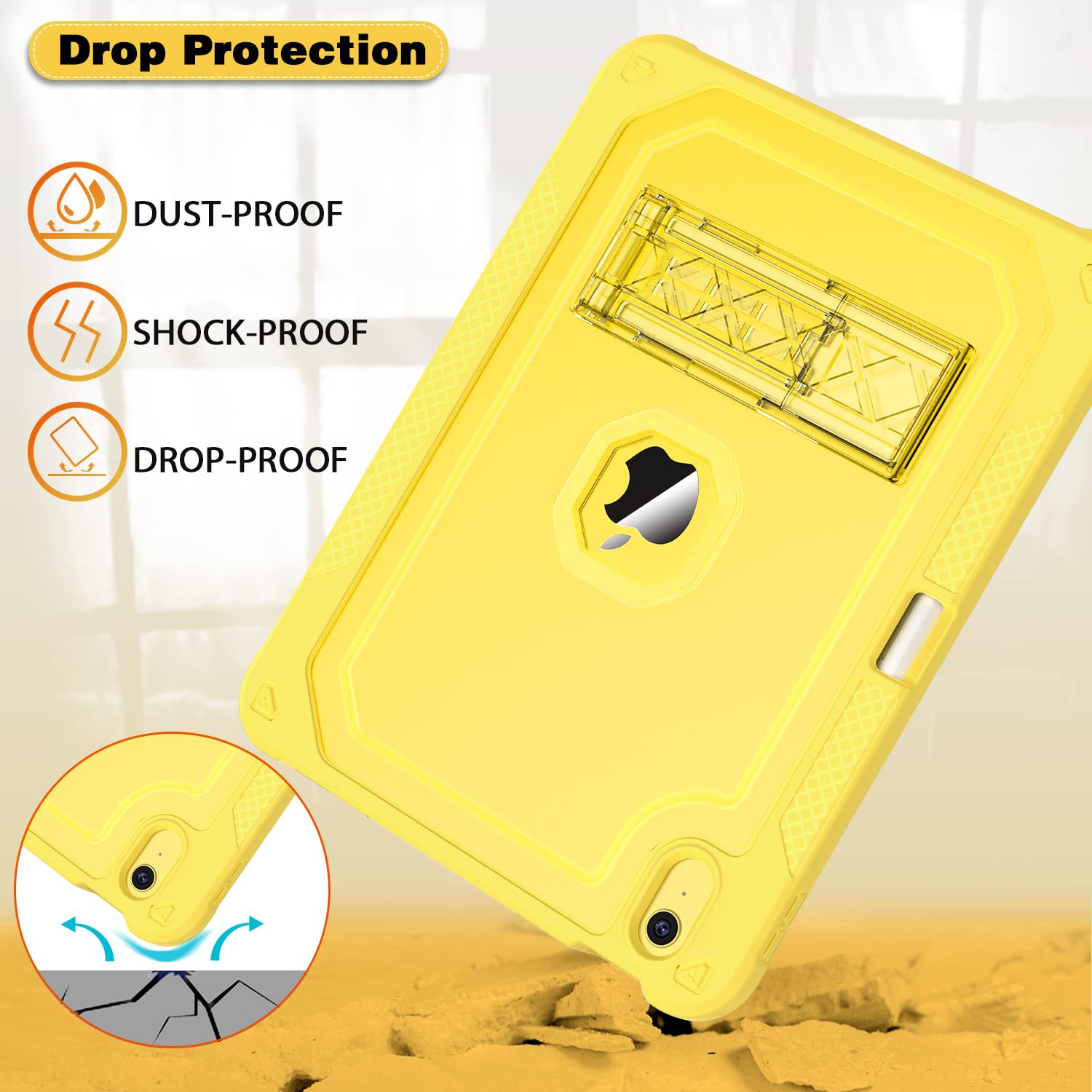 Case for iPad 10th Generation 10.9 inch 2022, Heavy Duty Shockproof Rugged Protective with Pencil Holder, 10.9" 10 Gen Translucent Cover with